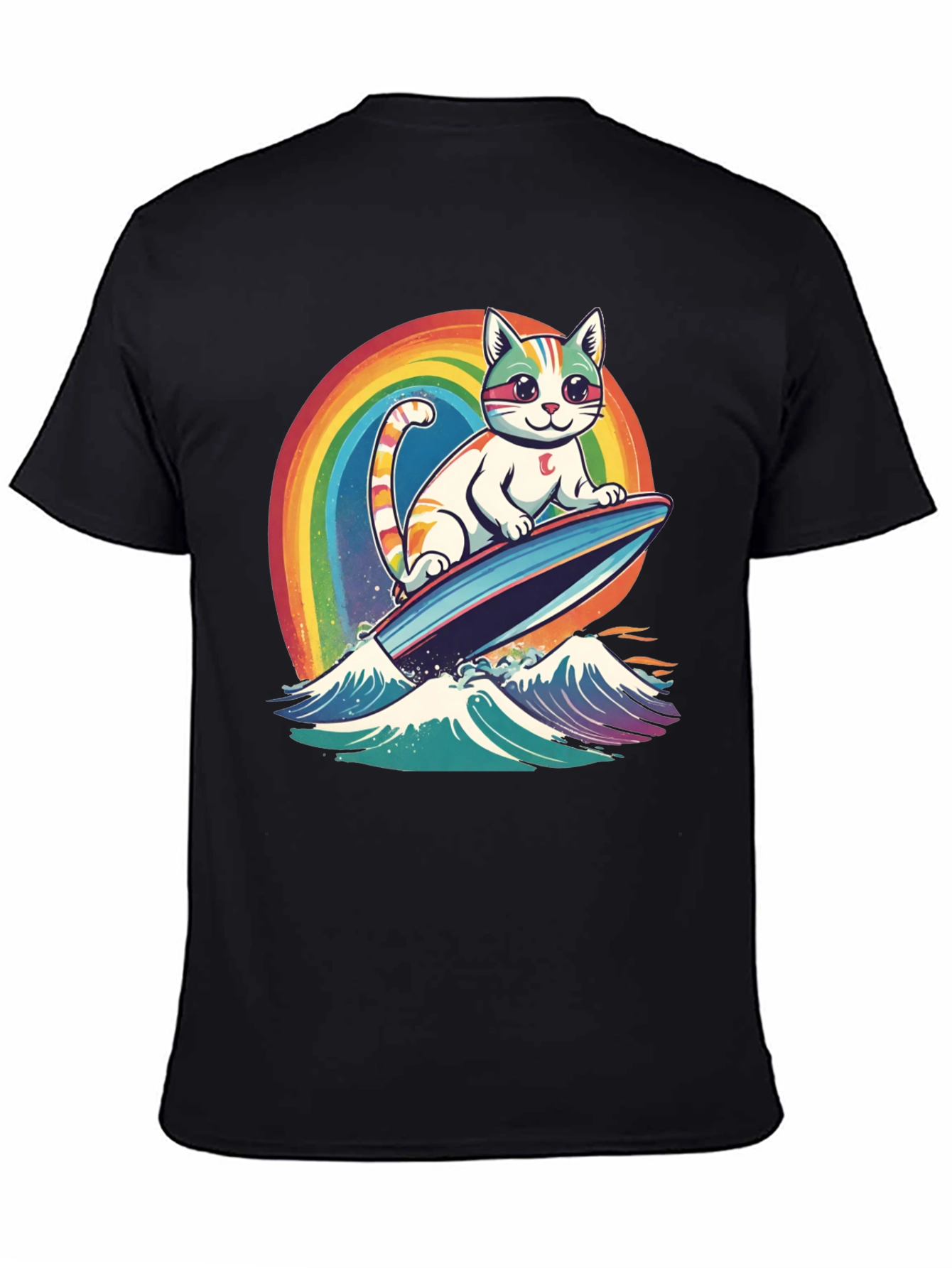 Surfing Cat Rainbow T-Shirt