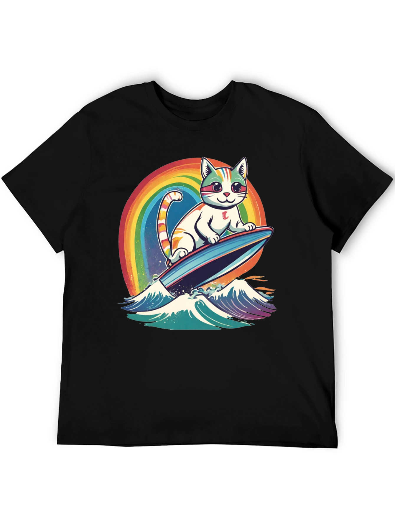 Surfing Cat Rainbow T-Shirt