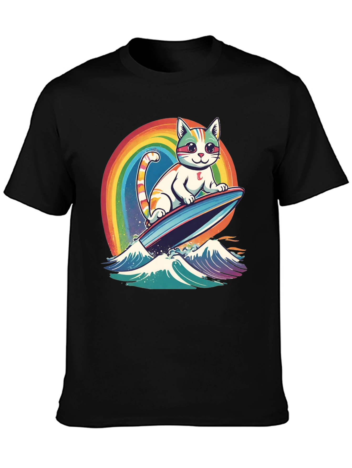 Surfing Cat Rainbow T-Shirt