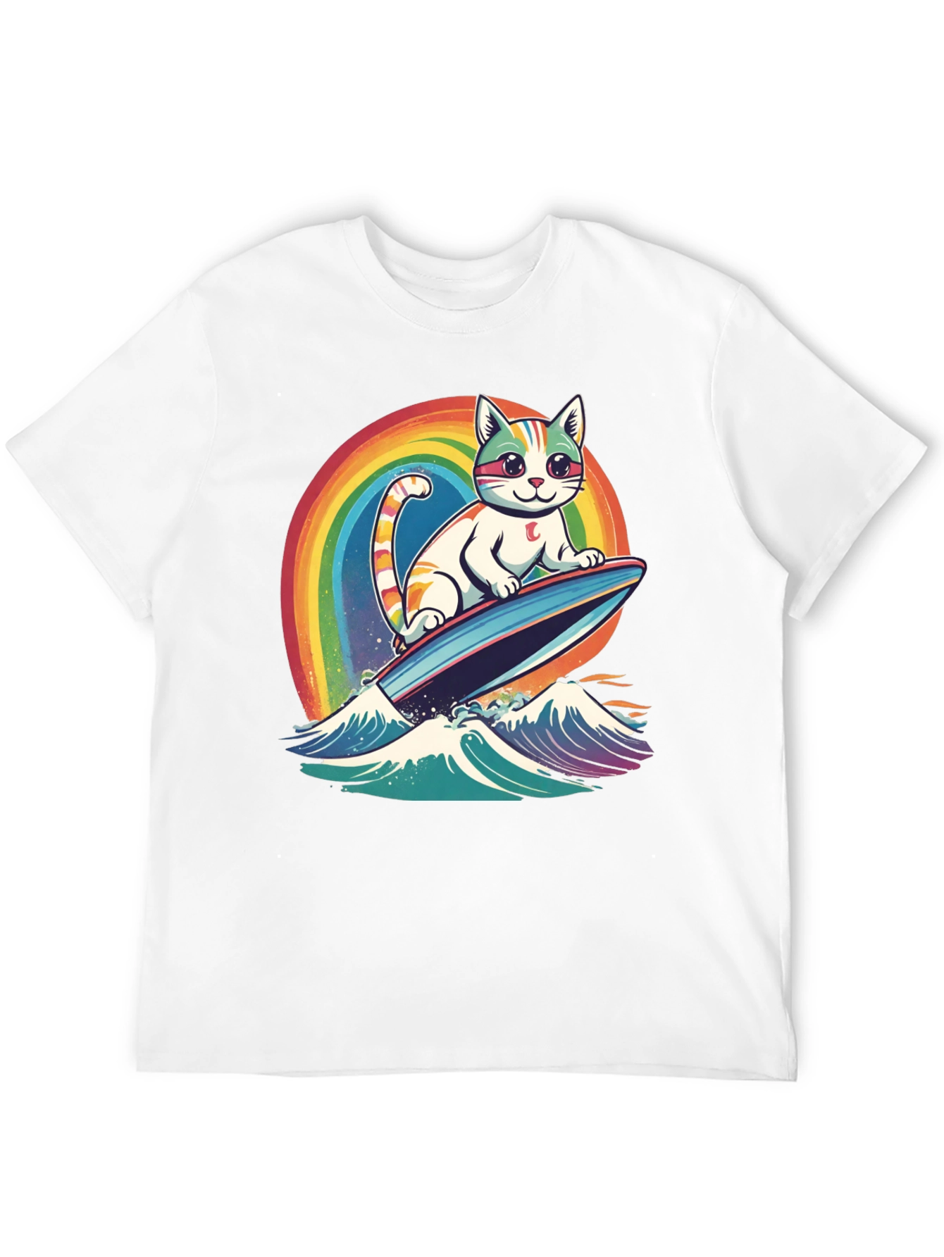 Surfing Cat Rainbow T-Shirt