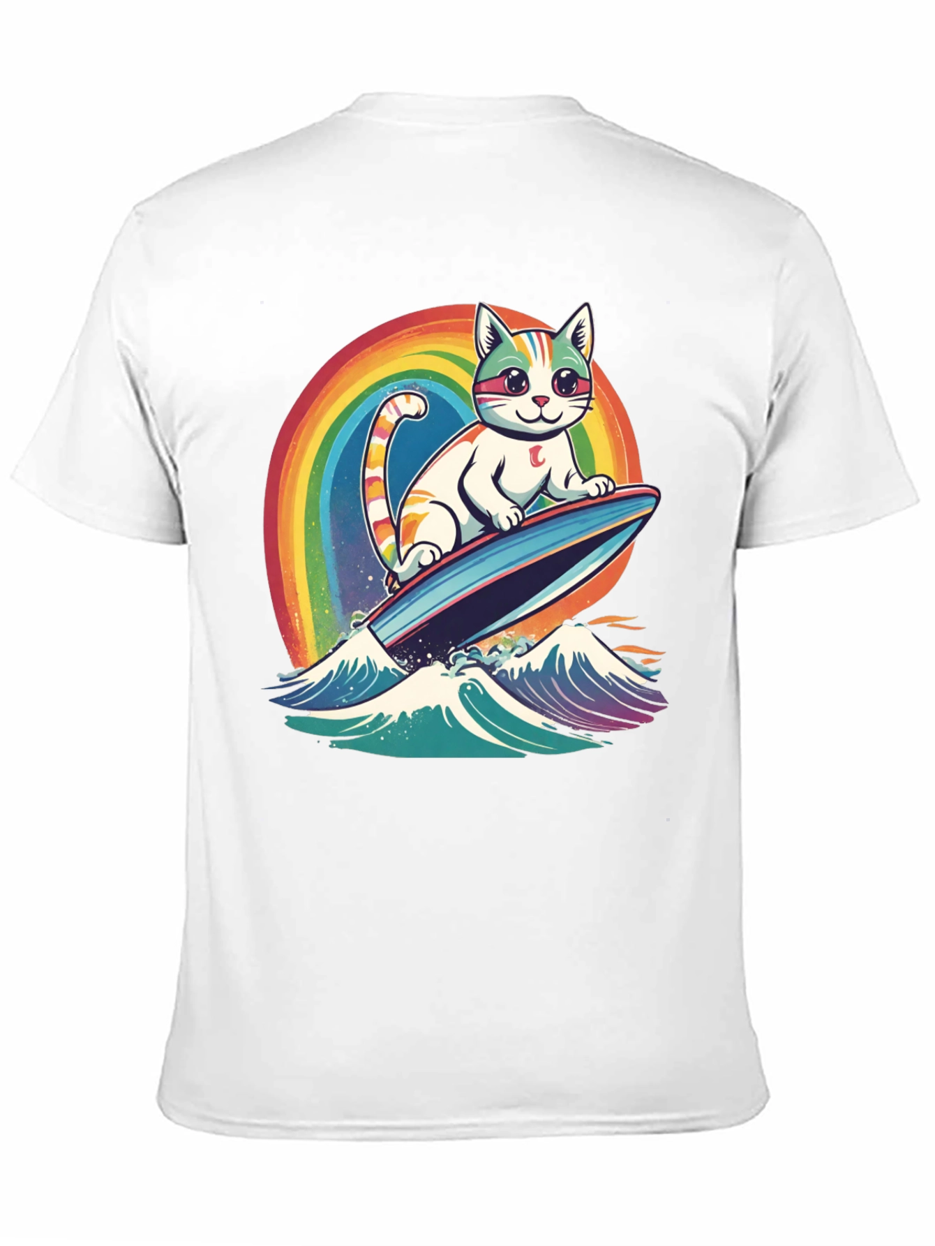 Surfing Cat Rainbow T-Shirt