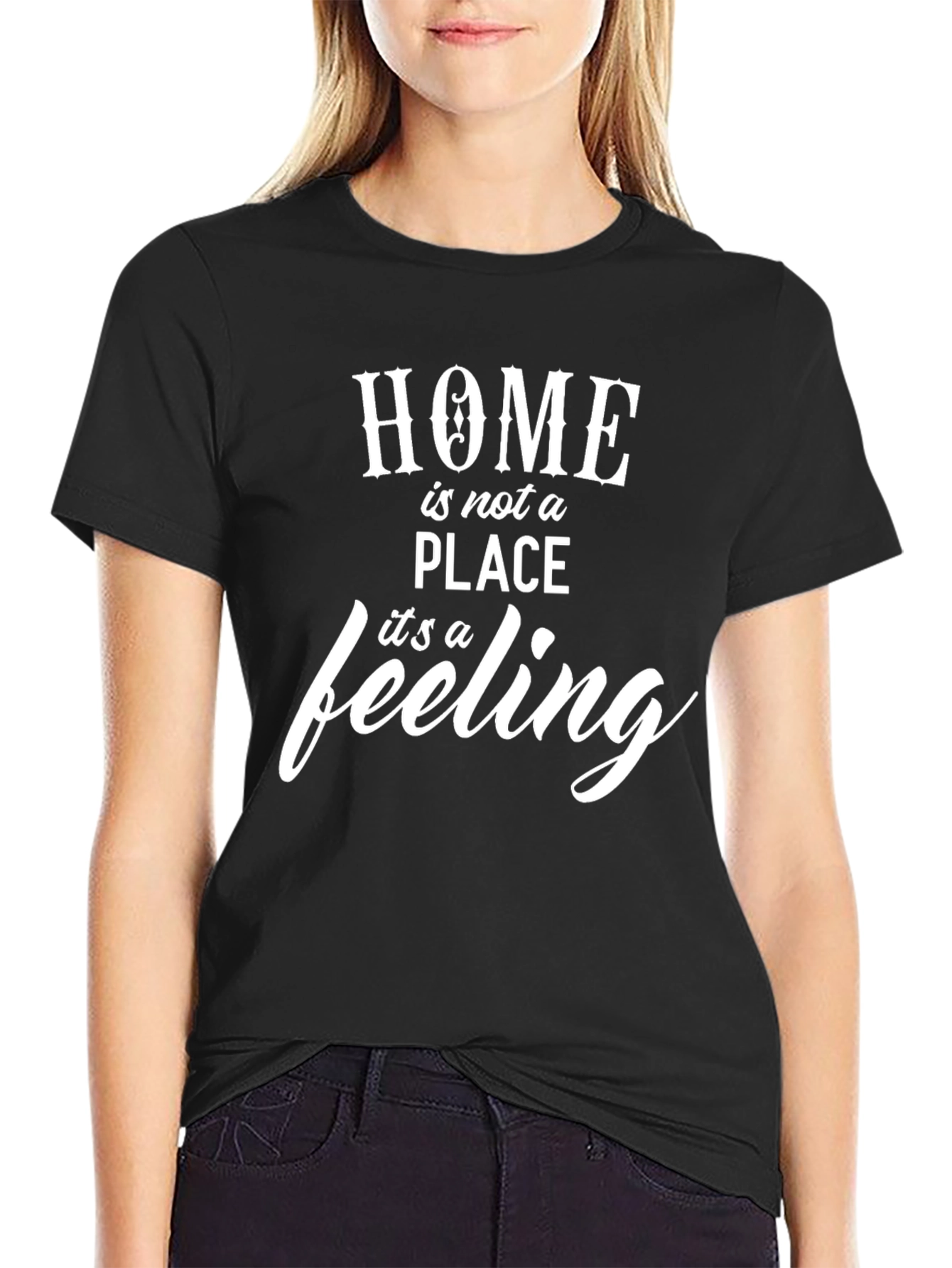 Home is a Feeling Graphic Tee - Black