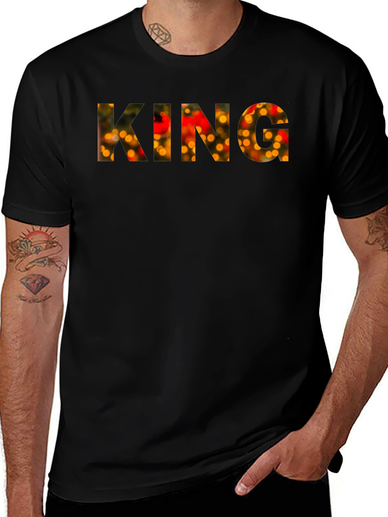 King Festive Lights Mens Black T-Shirt