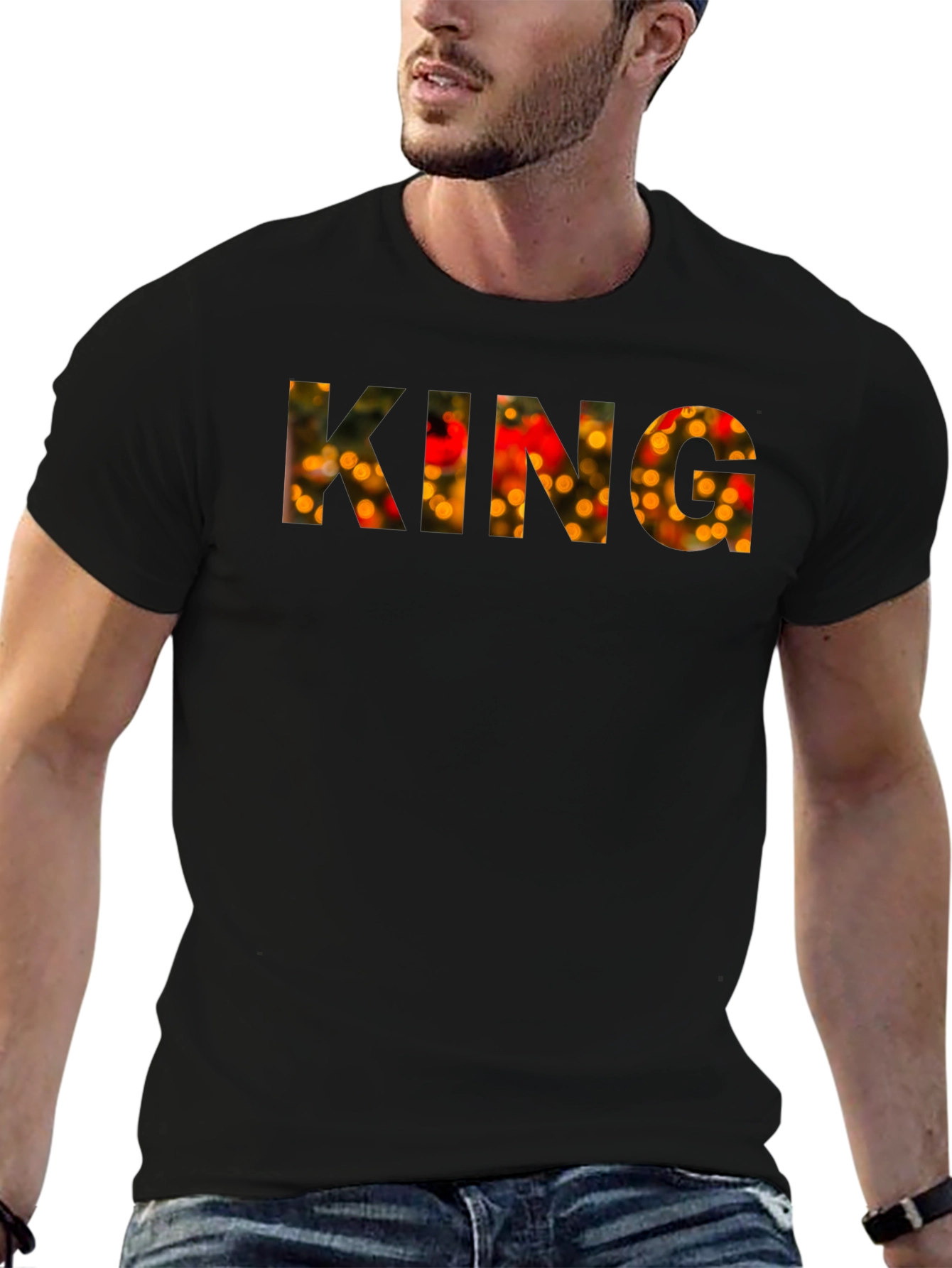 King Festive Lights Mens Black T-Shirt