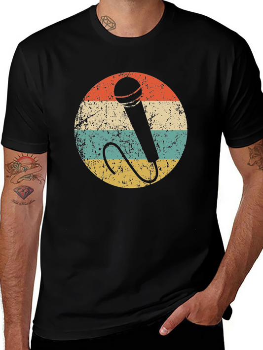Retro Microphone T-Shirt Vintage Style Music Tee