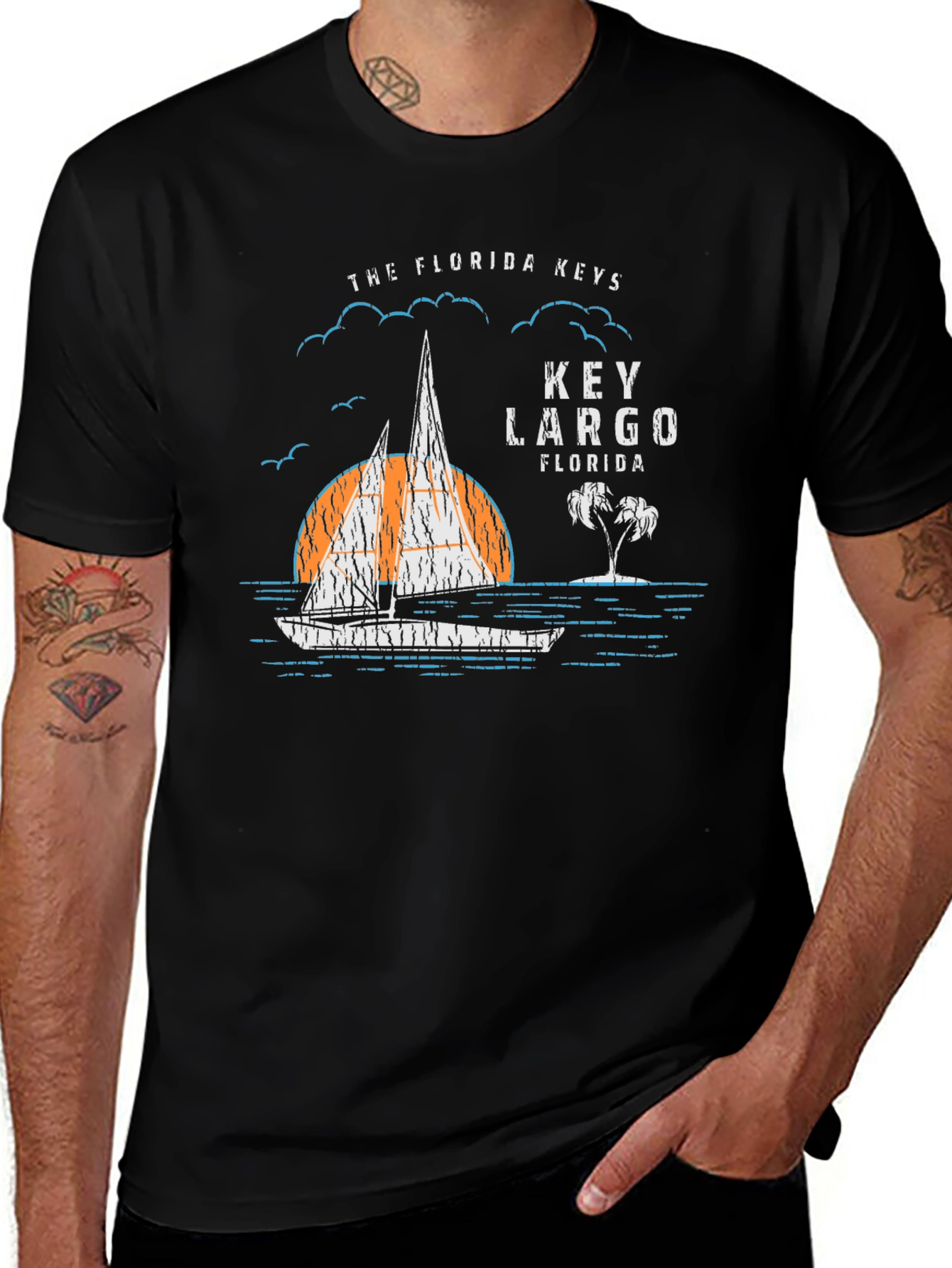 Key Largo Florida Graphic T-Shirt - Black