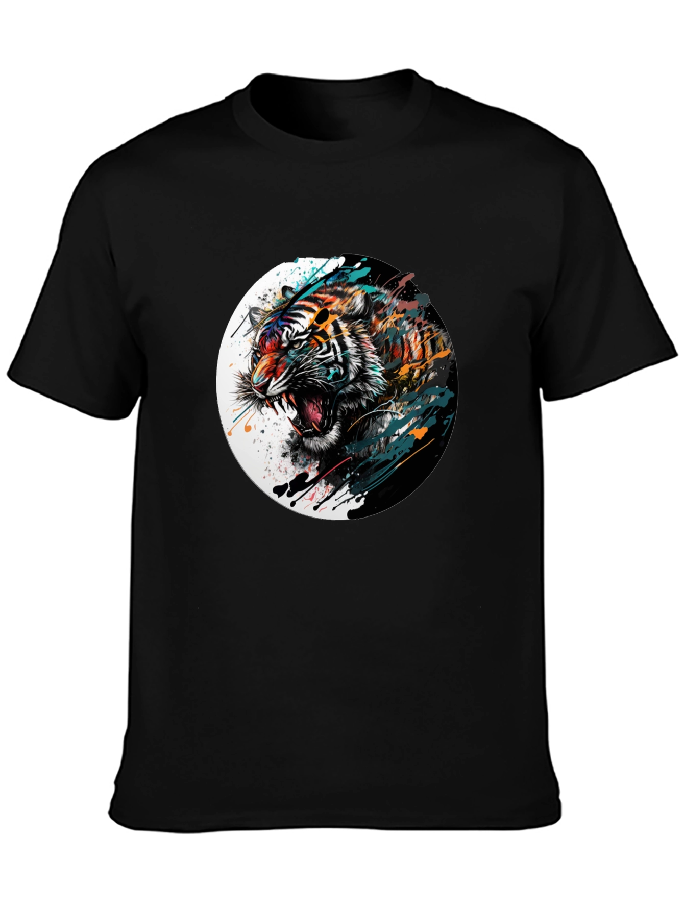 Mens Black Tiger Graphic Tee