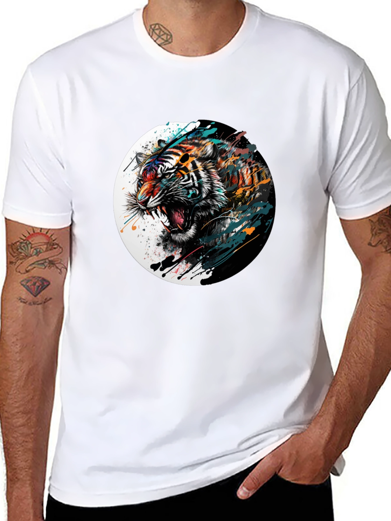 Mens Black Tiger Graphic Tee