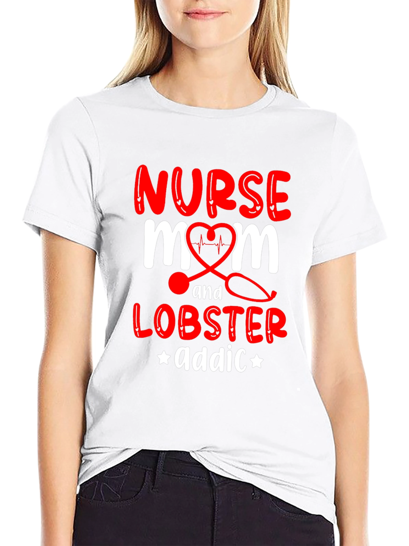 Nurse Mom Lobster Addict Graphic T-Shirt