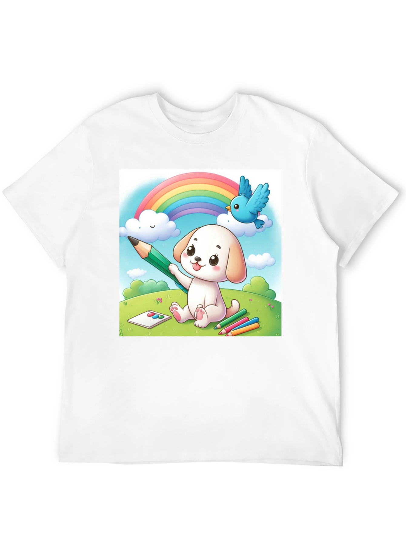 Cute Cartoon Puppy Rainbow T-Shirt