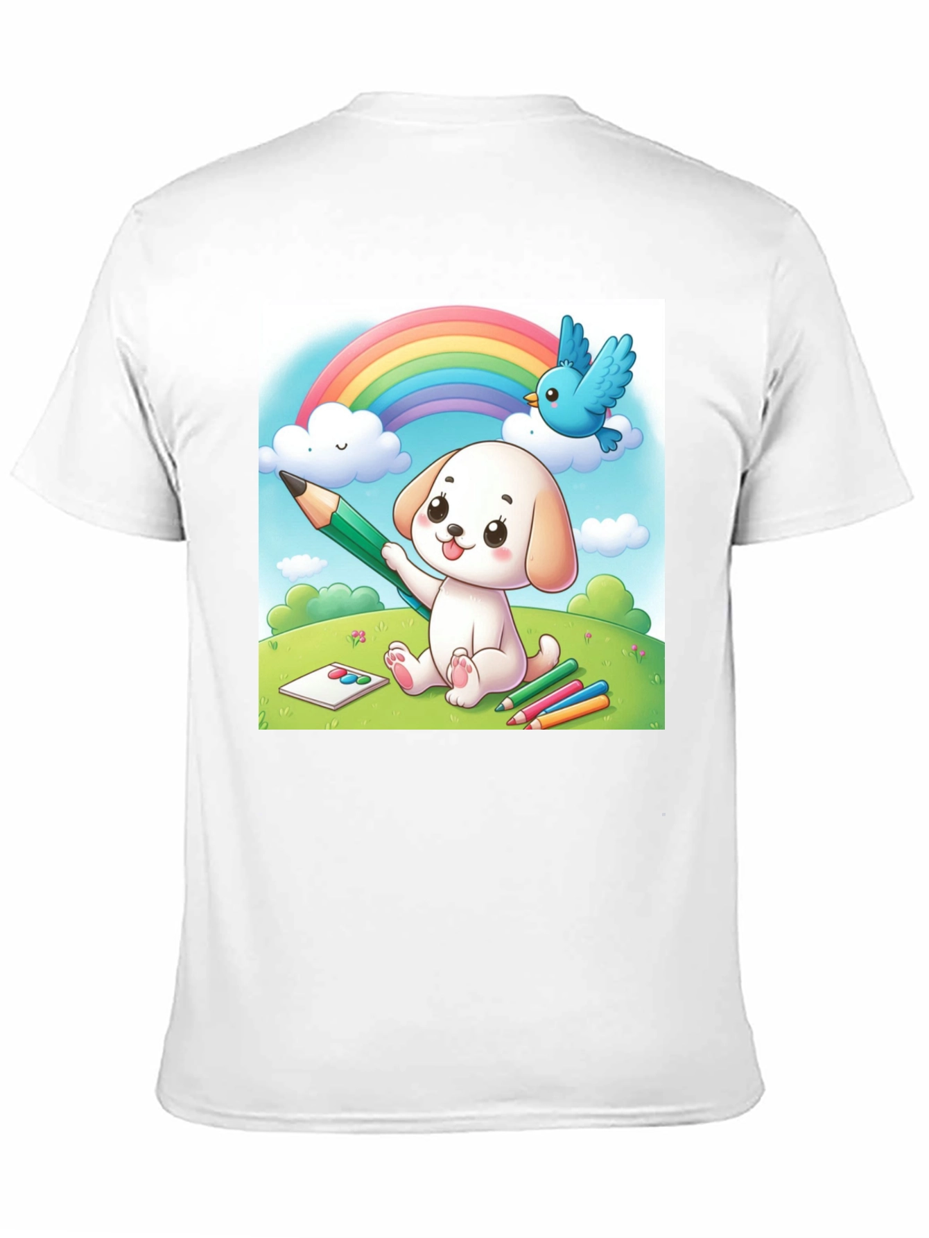 Cute Cartoon Puppy Rainbow T-Shirt