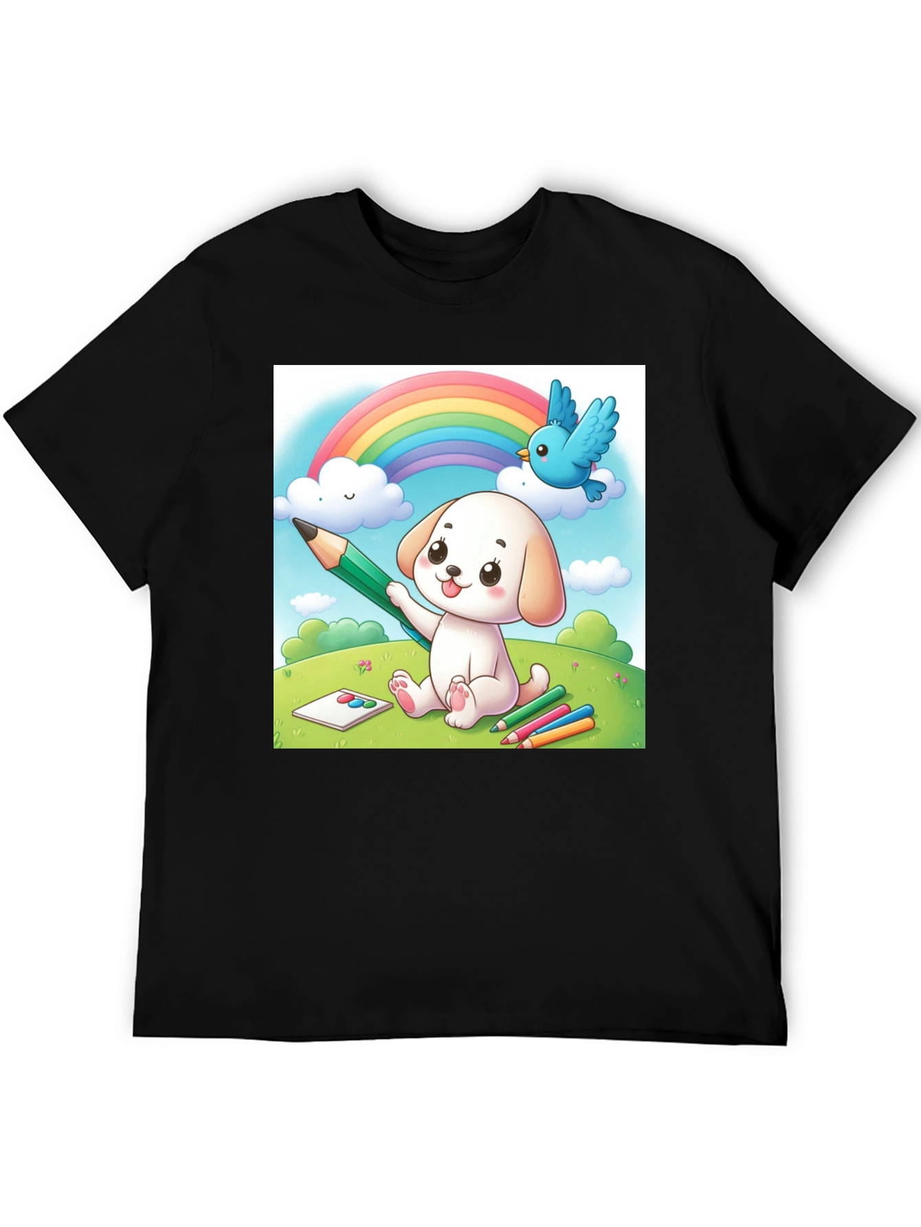 Cute Cartoon Puppy Rainbow T-Shirt
