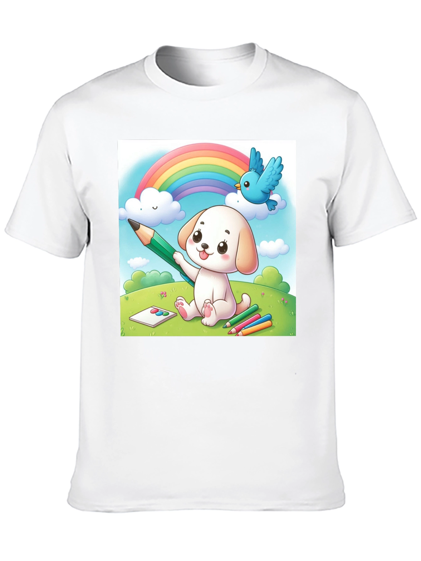 Cute Cartoon Puppy Rainbow T-Shirt