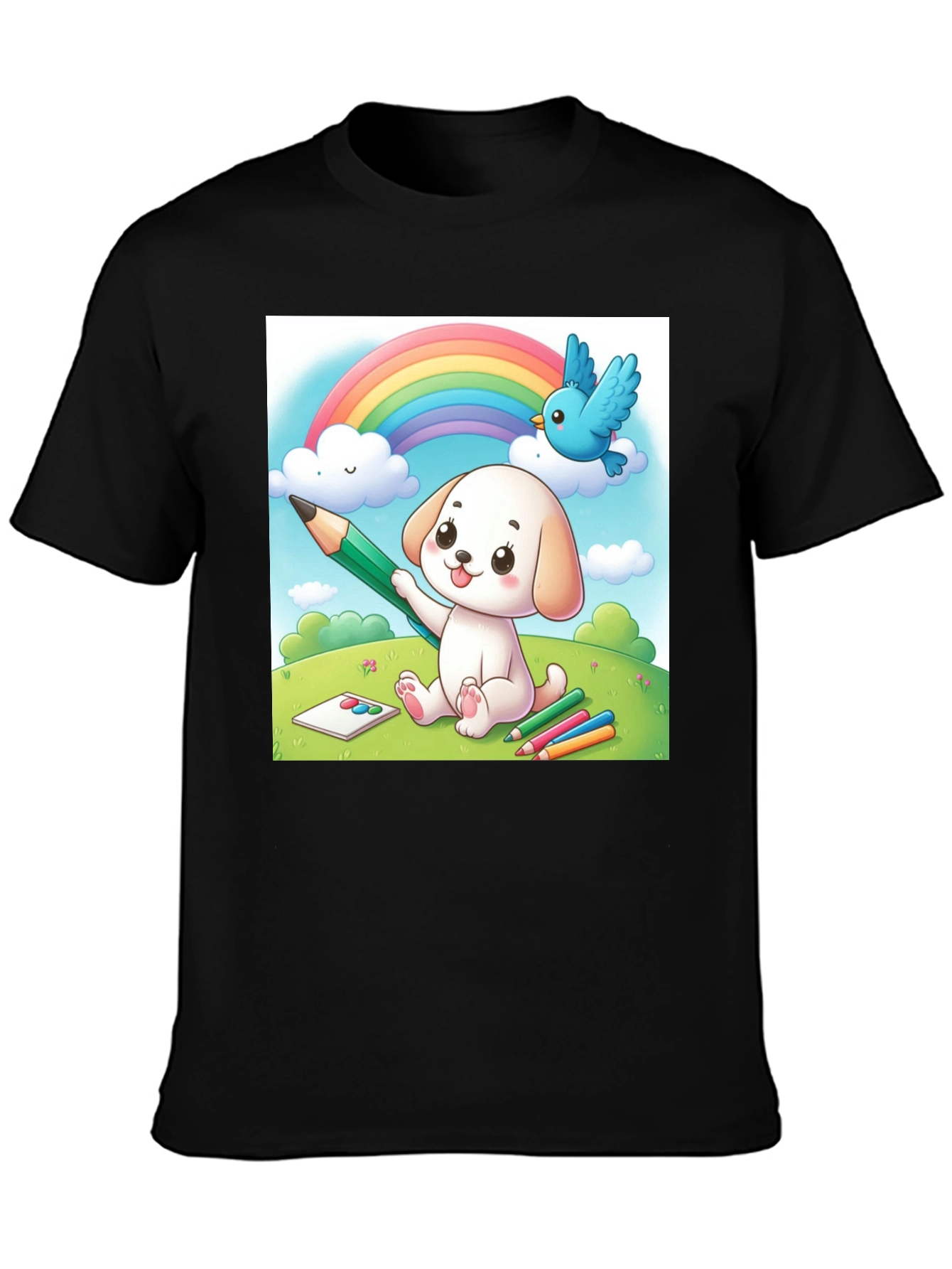 Cute Cartoon Puppy Rainbow T-Shirt