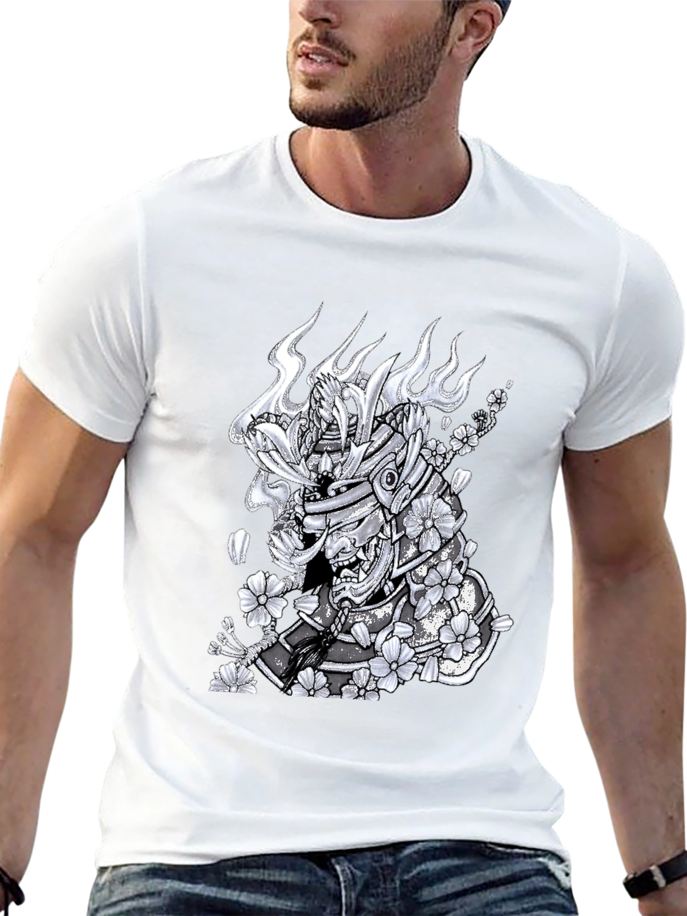 Samurai Warrior Graphic T-Shirt - Mens Black Tee
