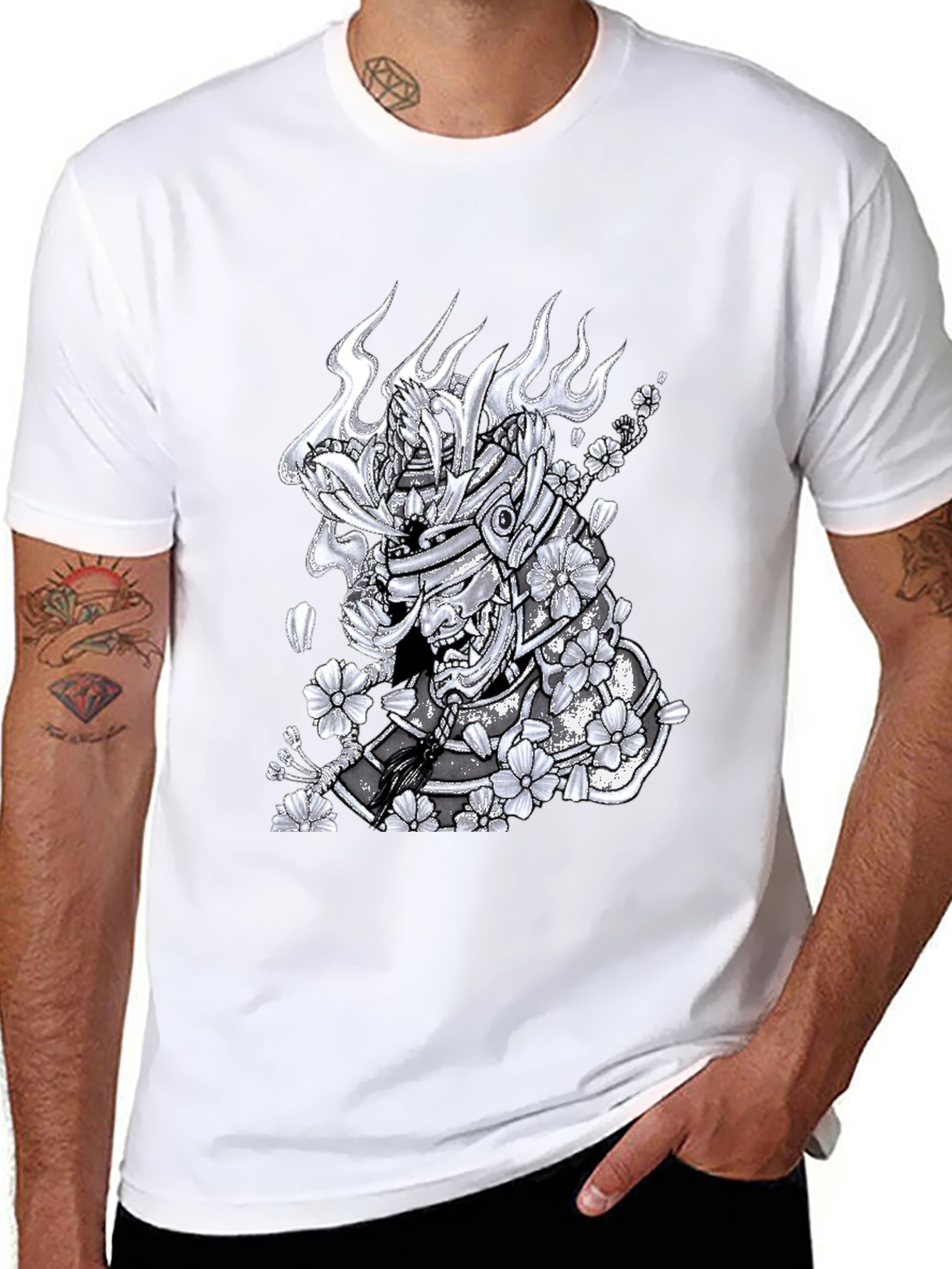 Samurai Warrior Graphic T-Shirt - Mens Black Tee