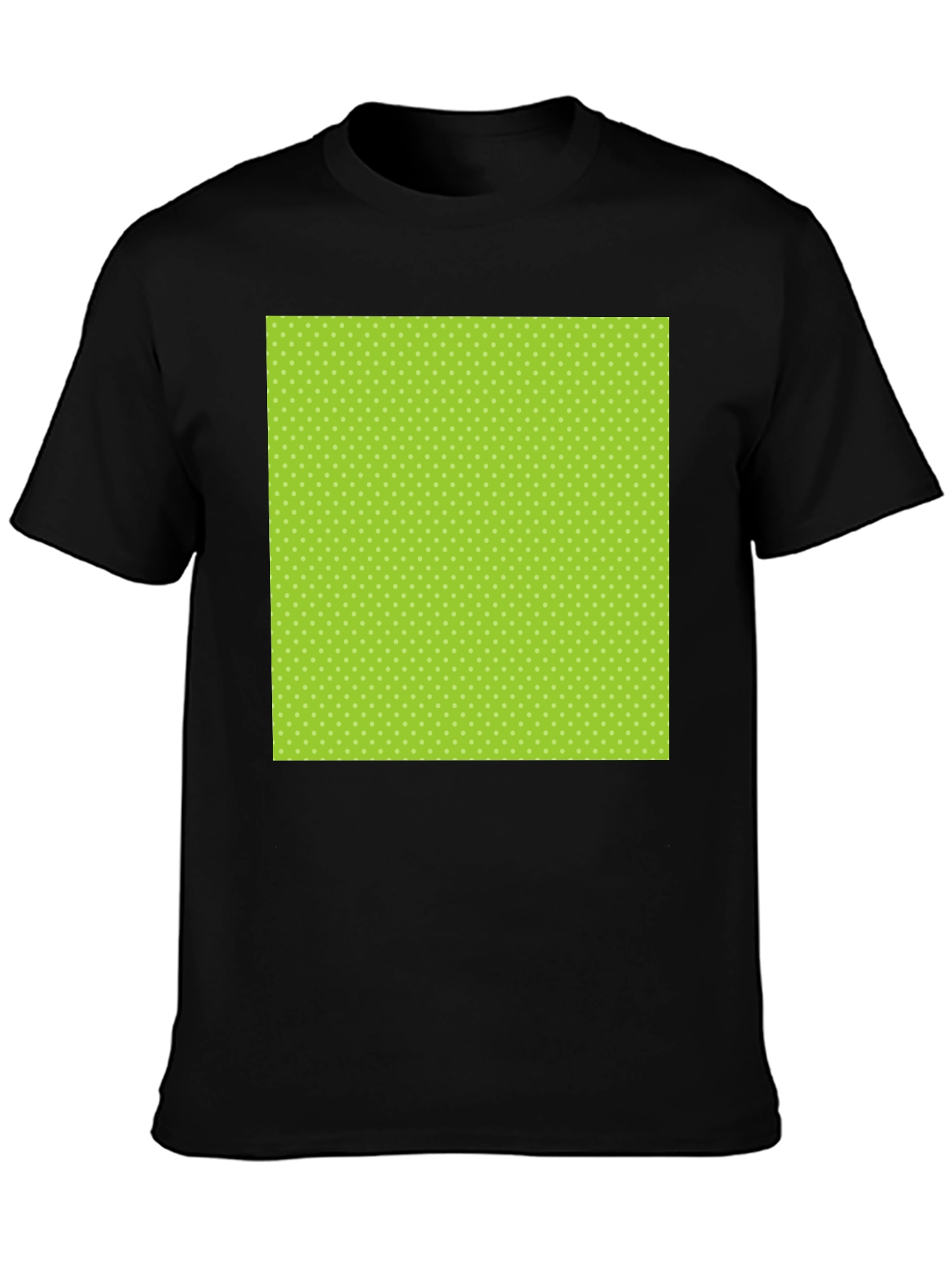 Black Tee with Green Polka Dot Design