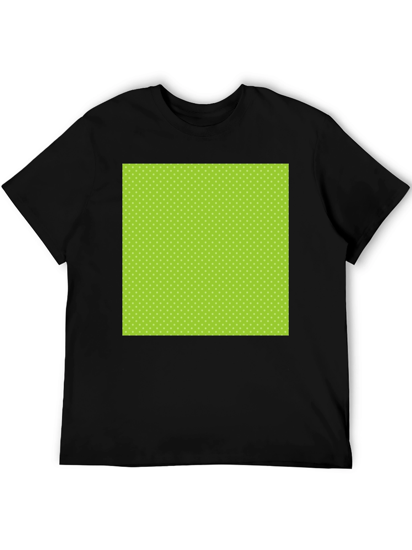 Black Tee with Green Polka Dot Design