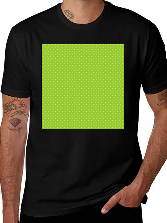 Black Tee with Green Polka Dot Design