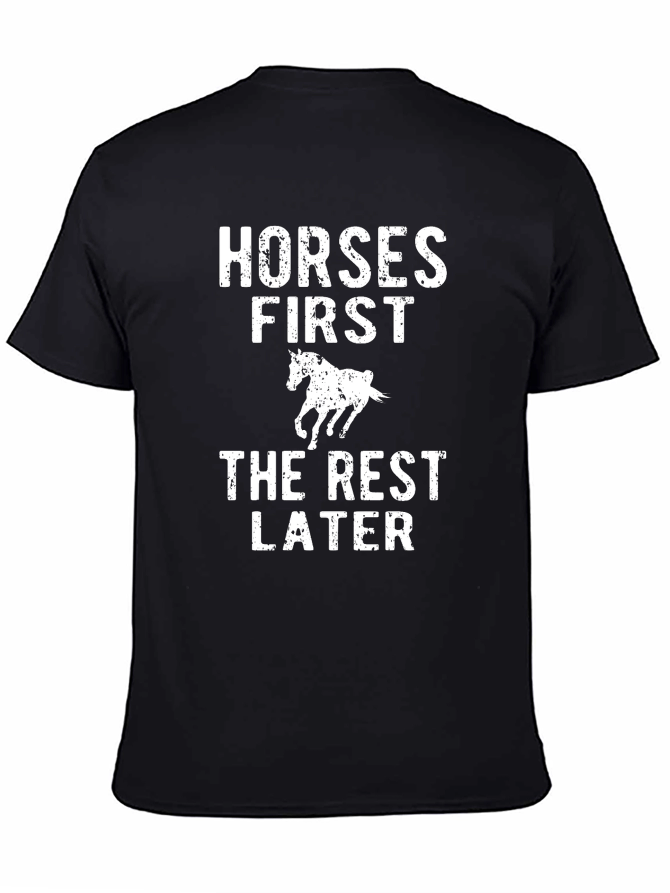 Horses First Graphic Tee - Black Cotton T-Shirt