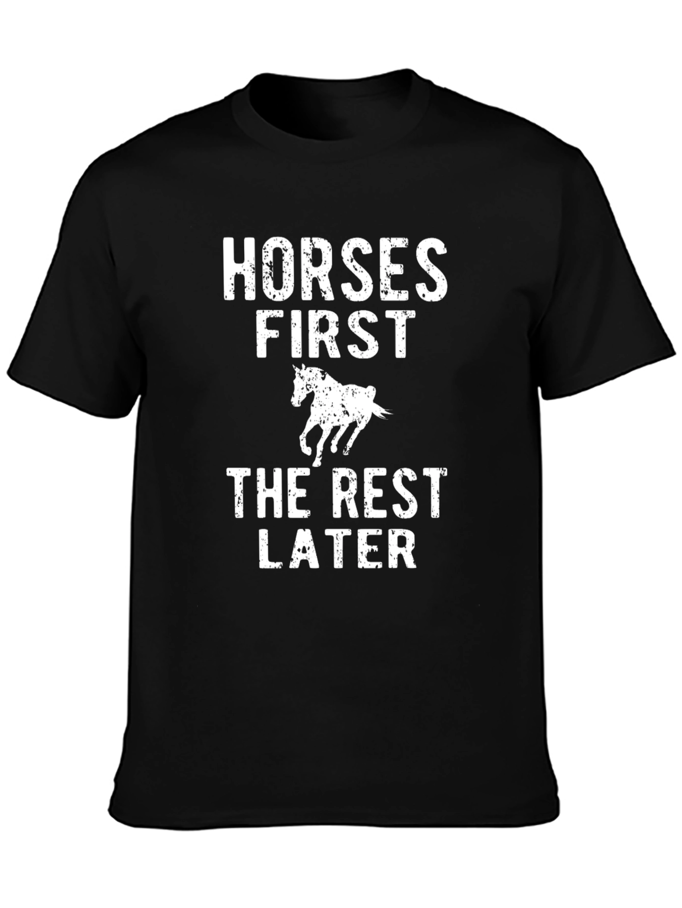 Horses First Graphic Tee - Black Cotton T-Shirt
