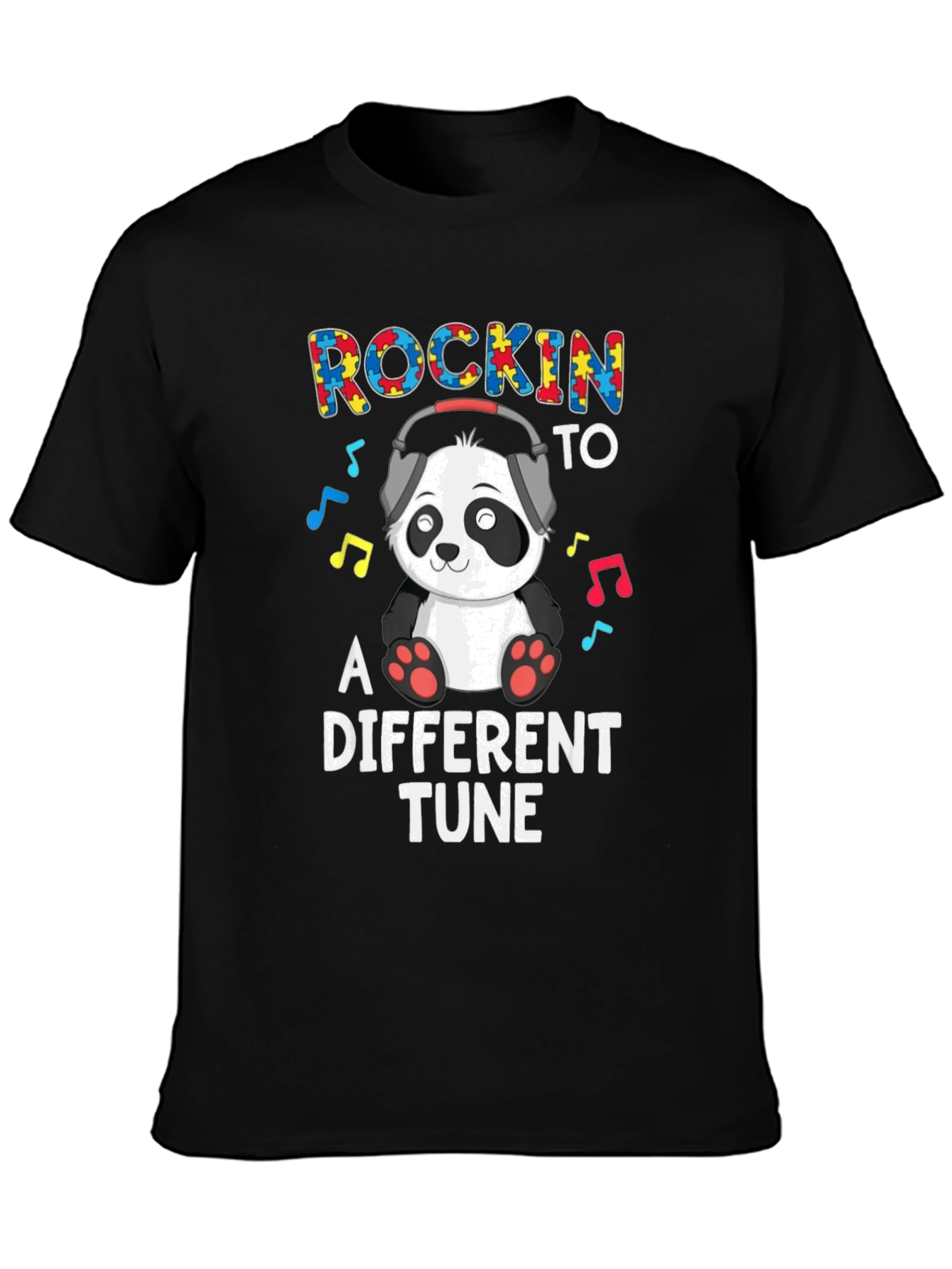 Rockin to a Different Tune Panda Autism Awareness T-Shirt
