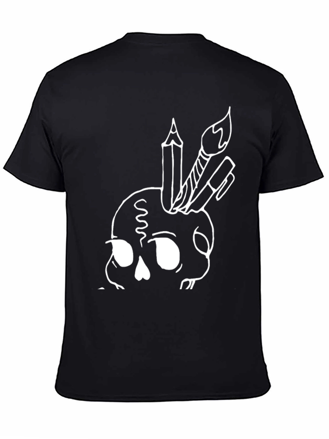 Artistic Skull Graphic Tee - Black Cotton Shirt
