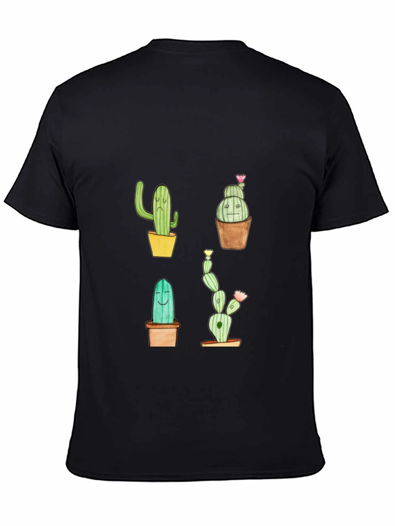Cactus Print Black Crew Neck T-Shirt