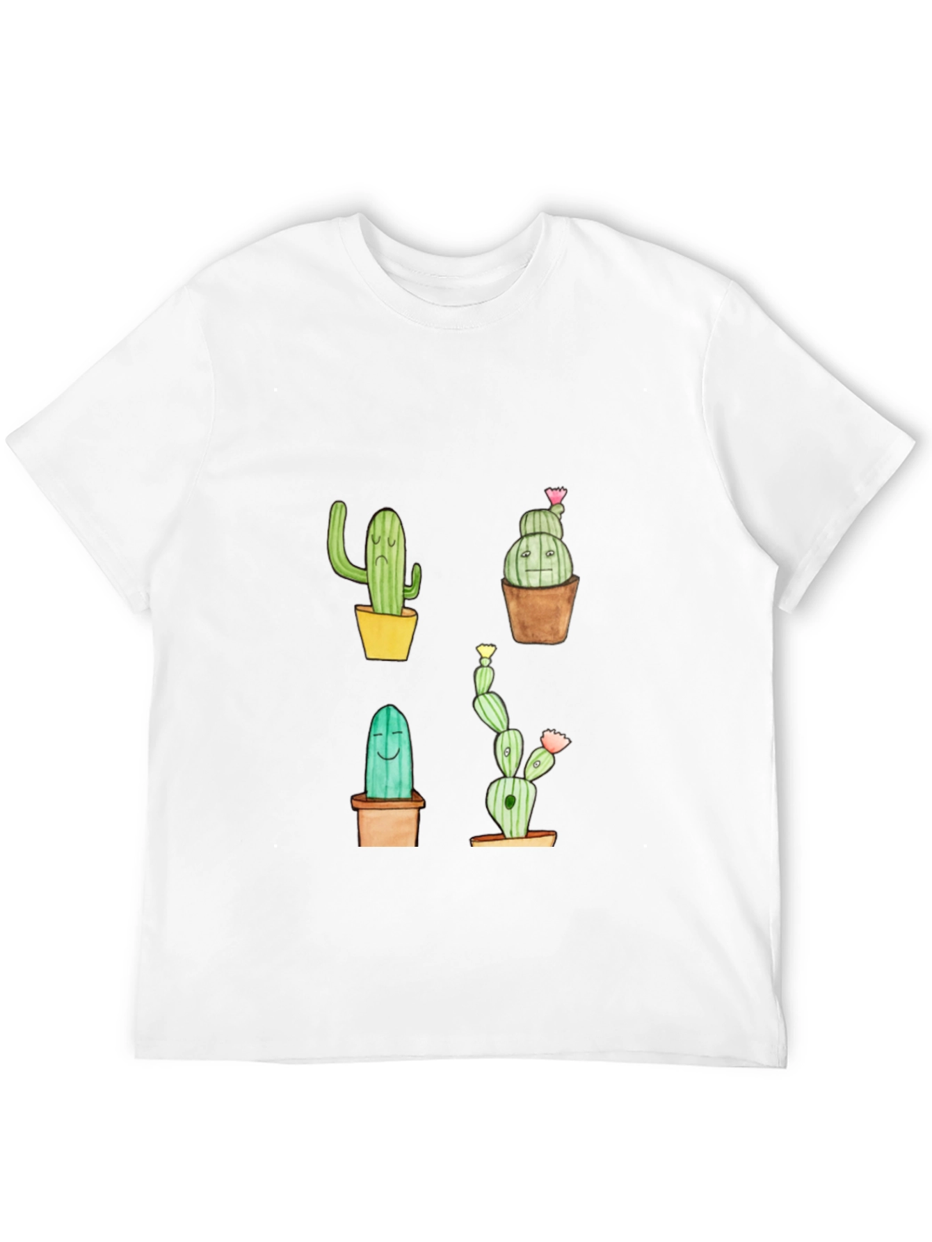 Cactus Print Black Crew Neck T-Shirt