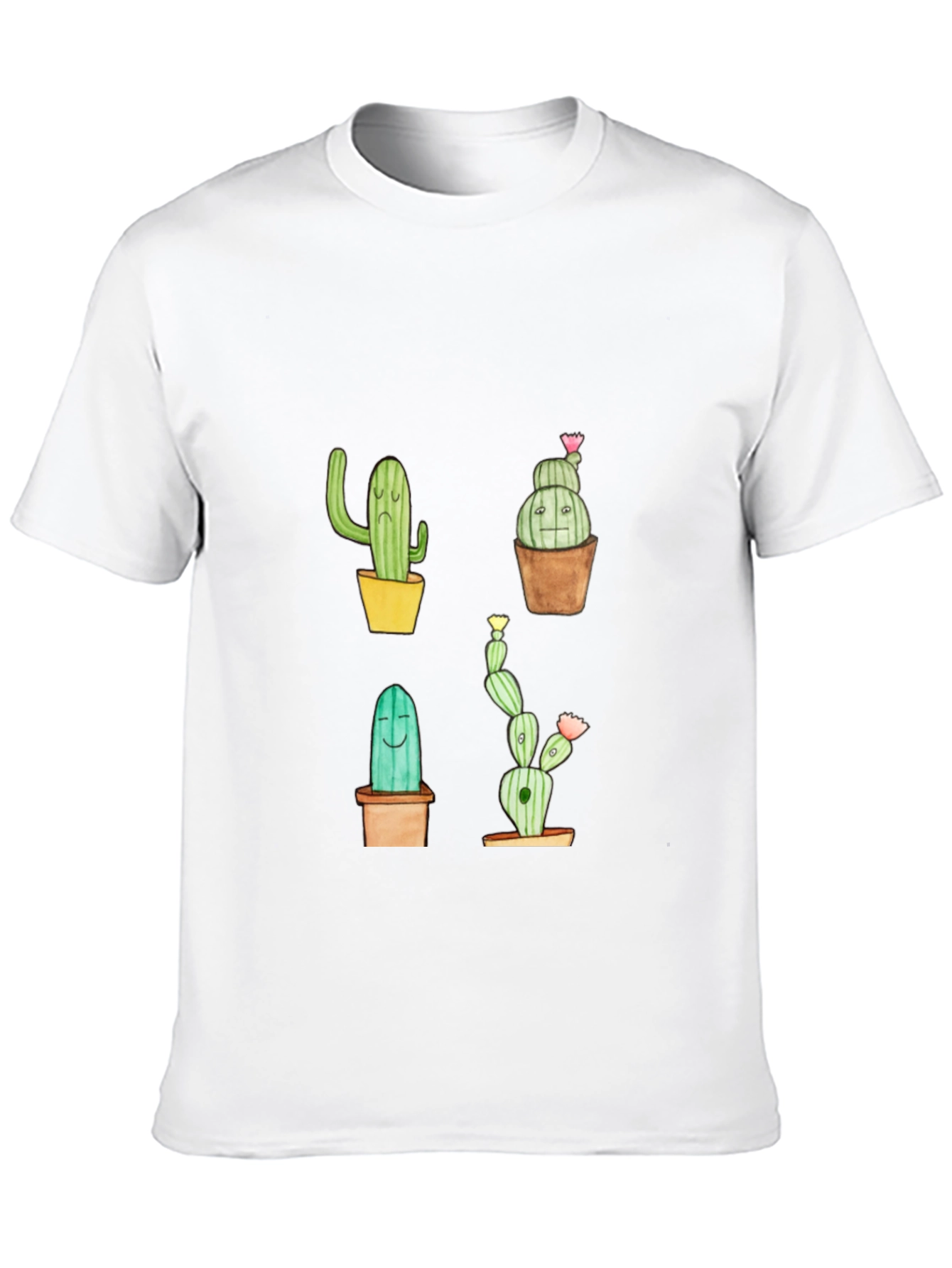 Cactus Print Black Crew Neck T-Shirt