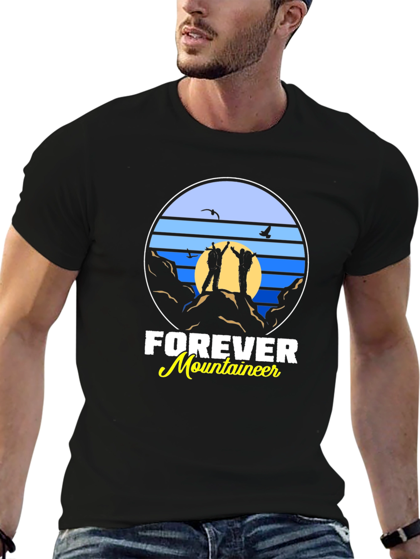 Forever Mountaineer Black Graphic T-Shirt