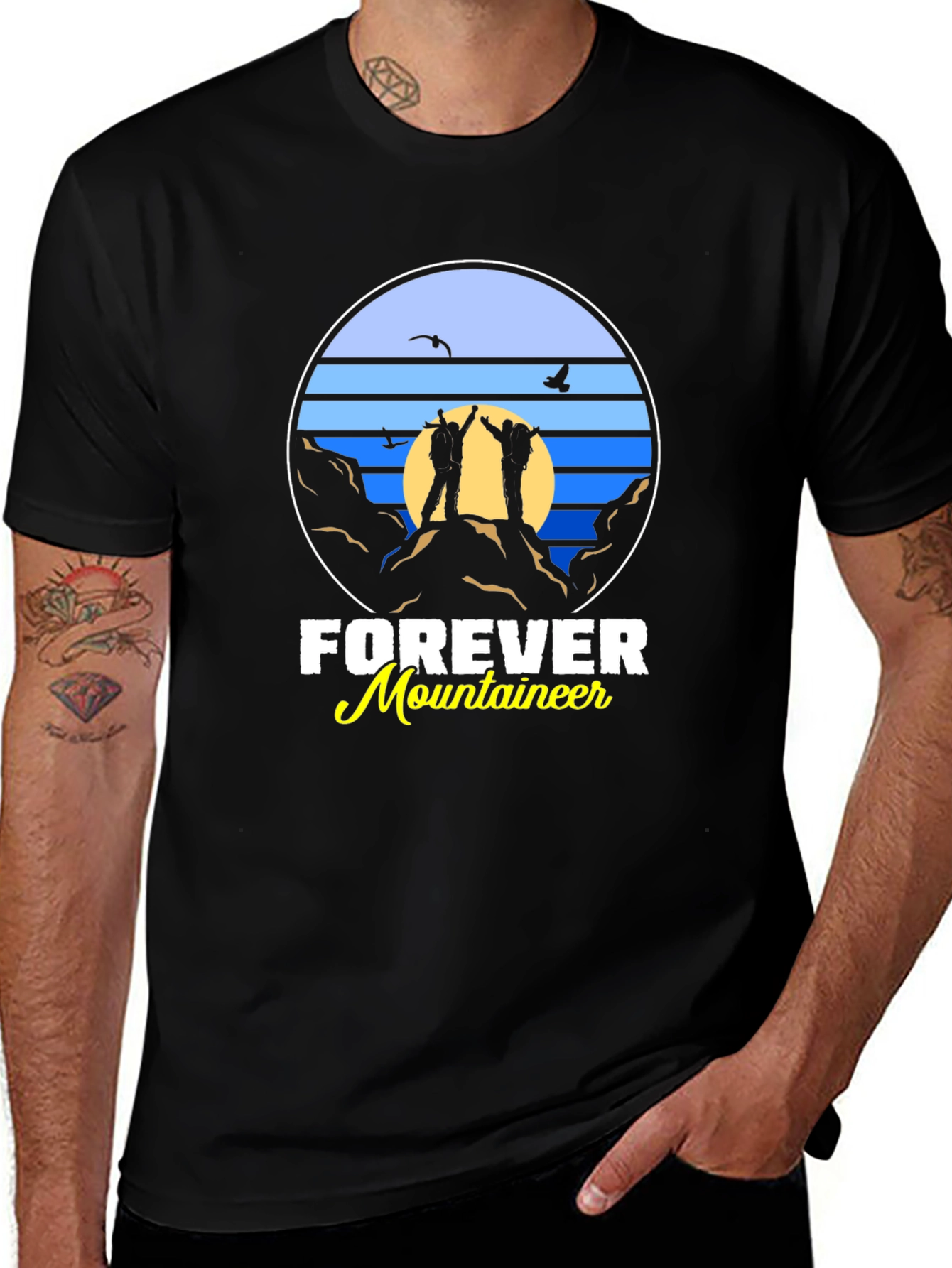 Forever Mountaineer Black Graphic T-Shirt