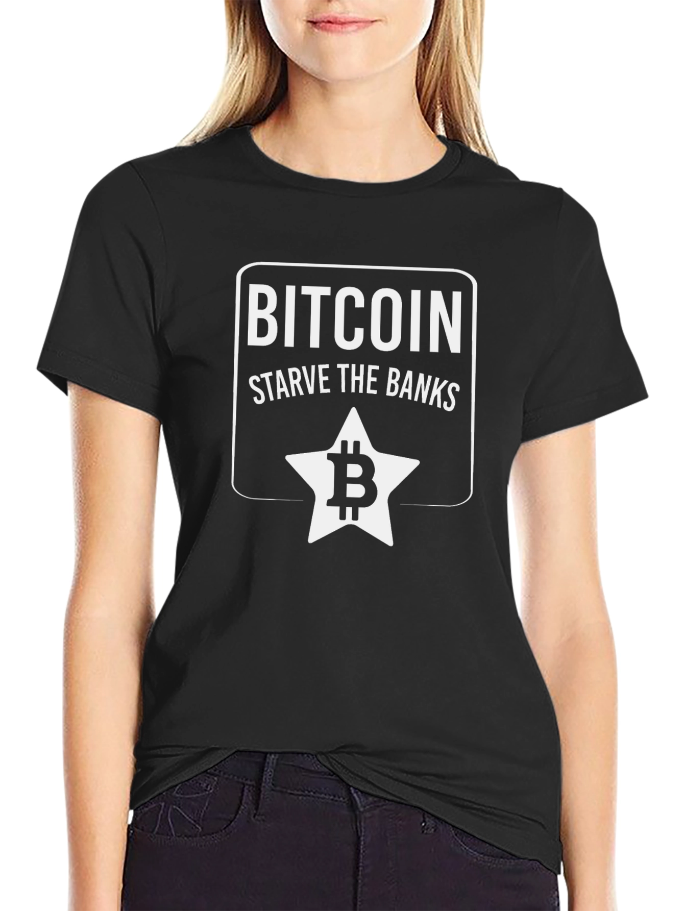 Bitcoin Starve The Banks Black T-Shirt