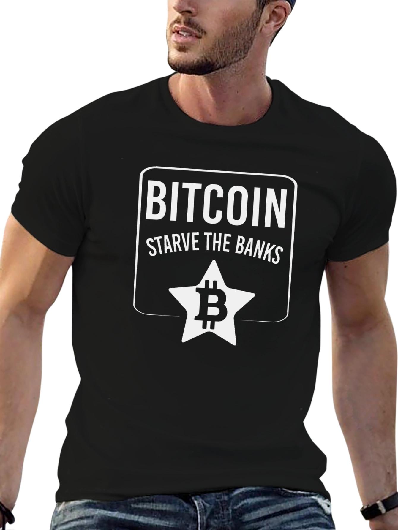Bitcoin Starve The Banks Black T-Shirt