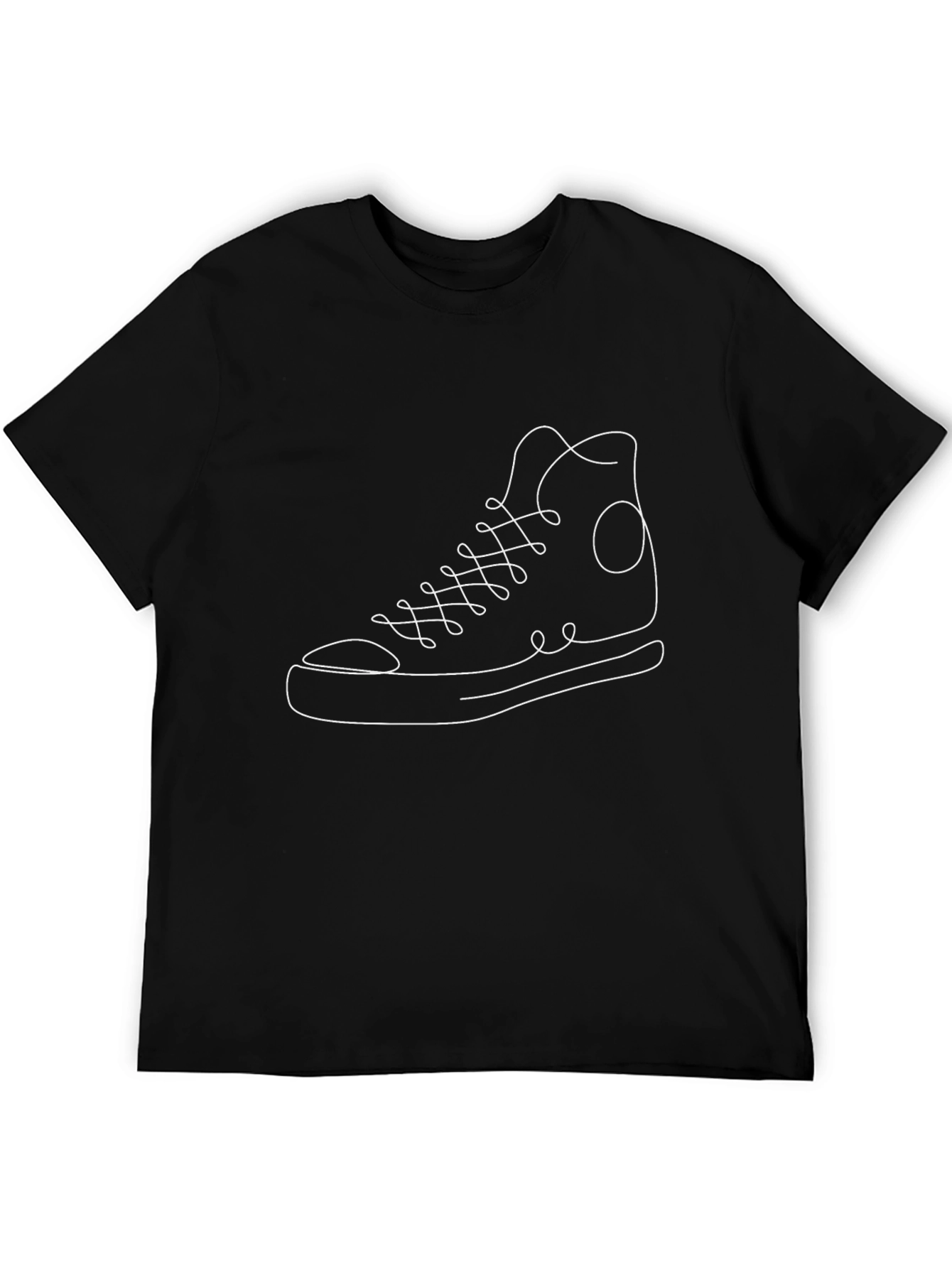 Minimalist Sneaker Line Art Tee - Black