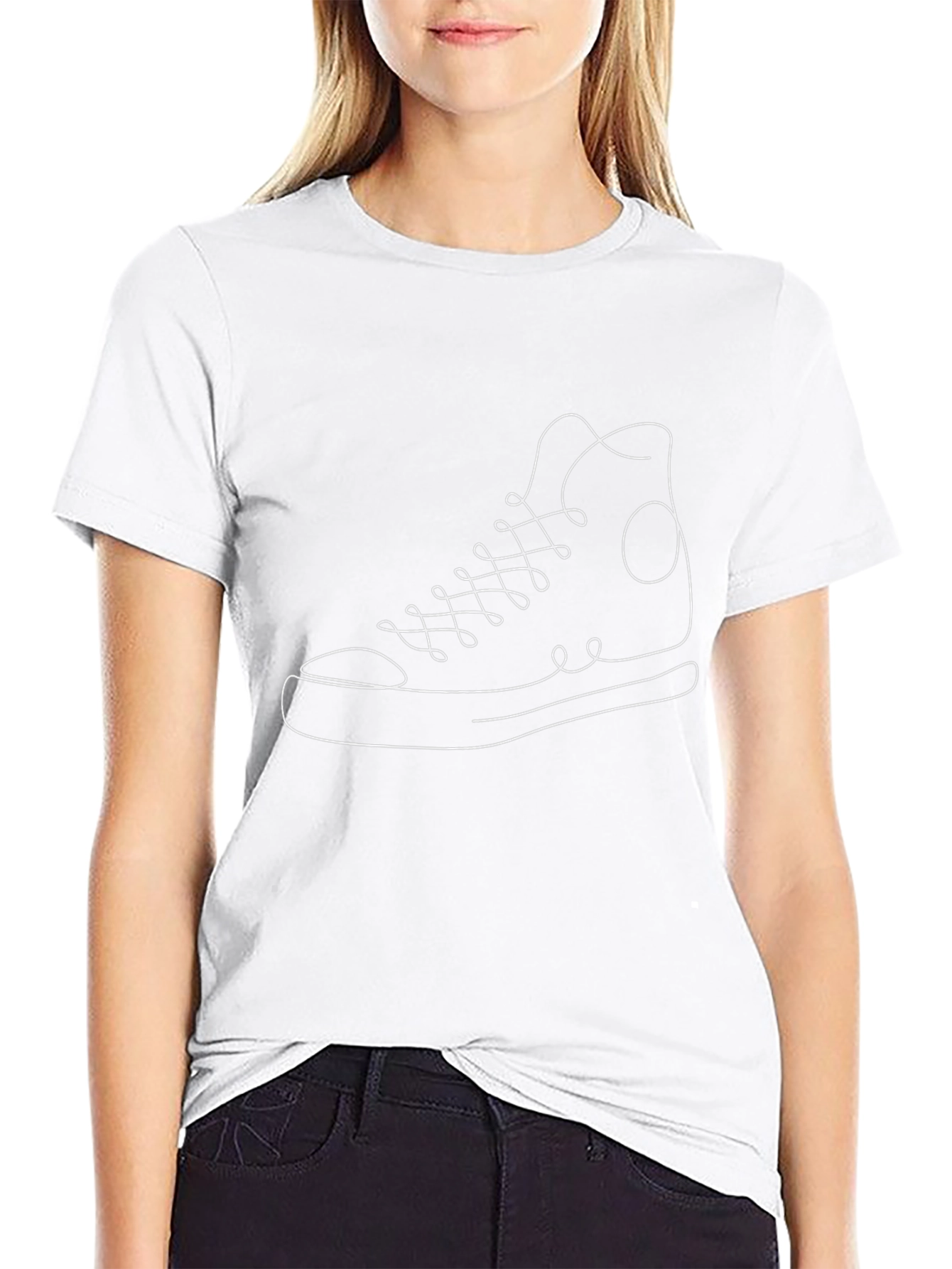 Minimalist Sneaker Line Art Tee - Black