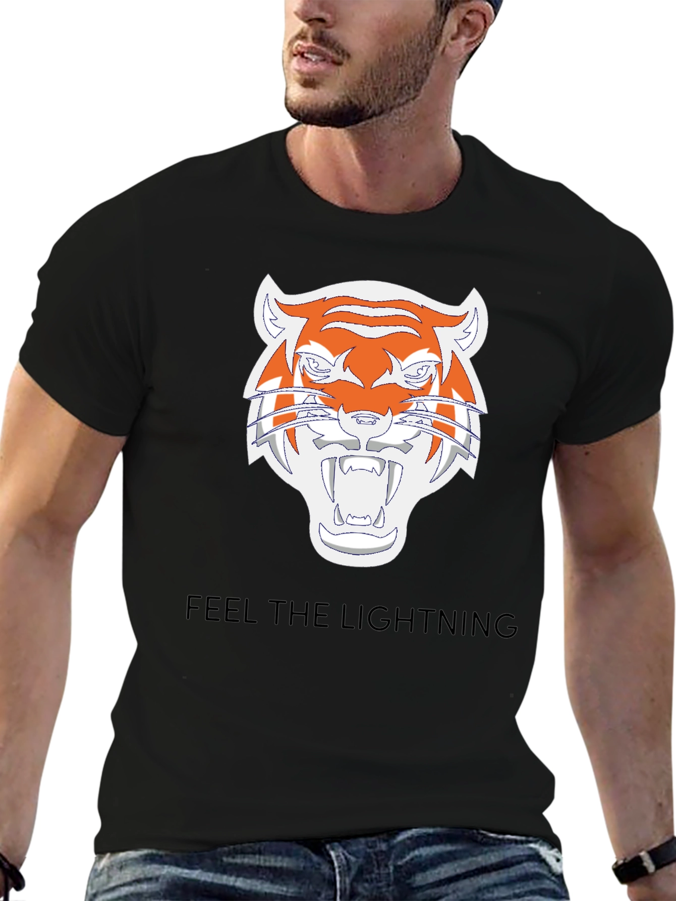 Feel the Lightning Tiger Graphic Tee - Black