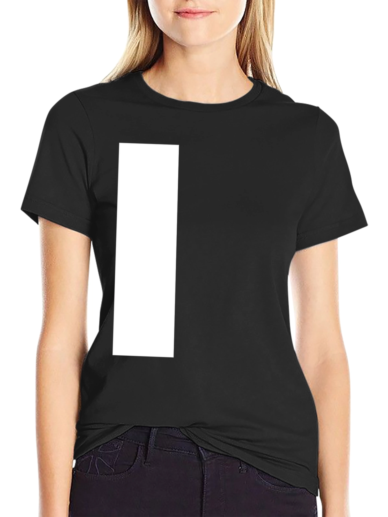 Basic Black T-Shirt with White Graphic Design