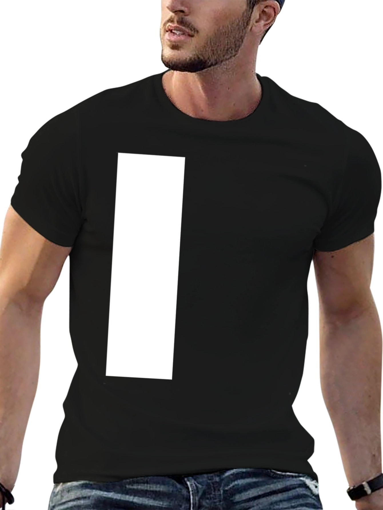 Basic Black T-Shirt with White Graphic Design