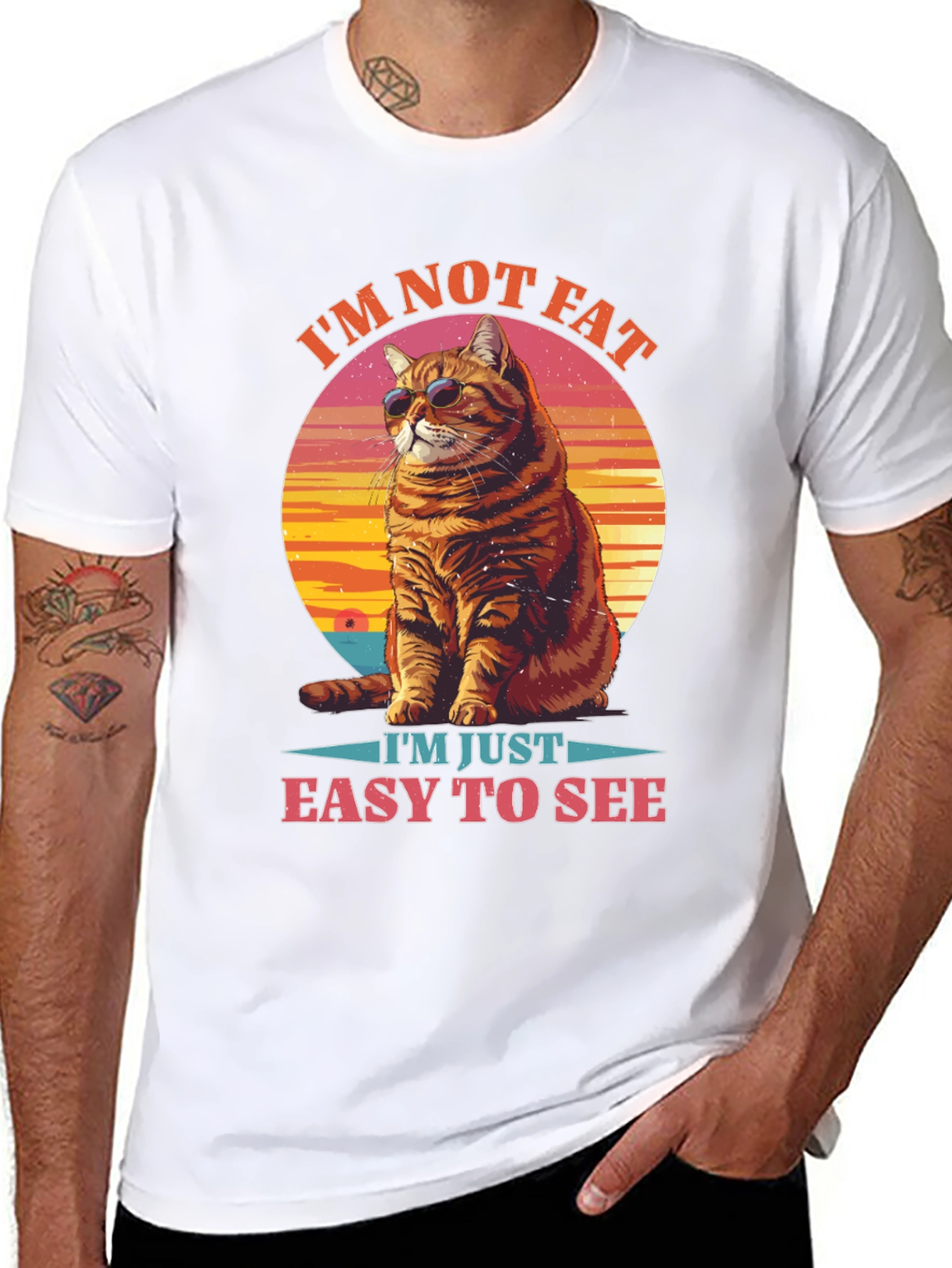 Im Not Fat Easy to See Cat Graphic Tee