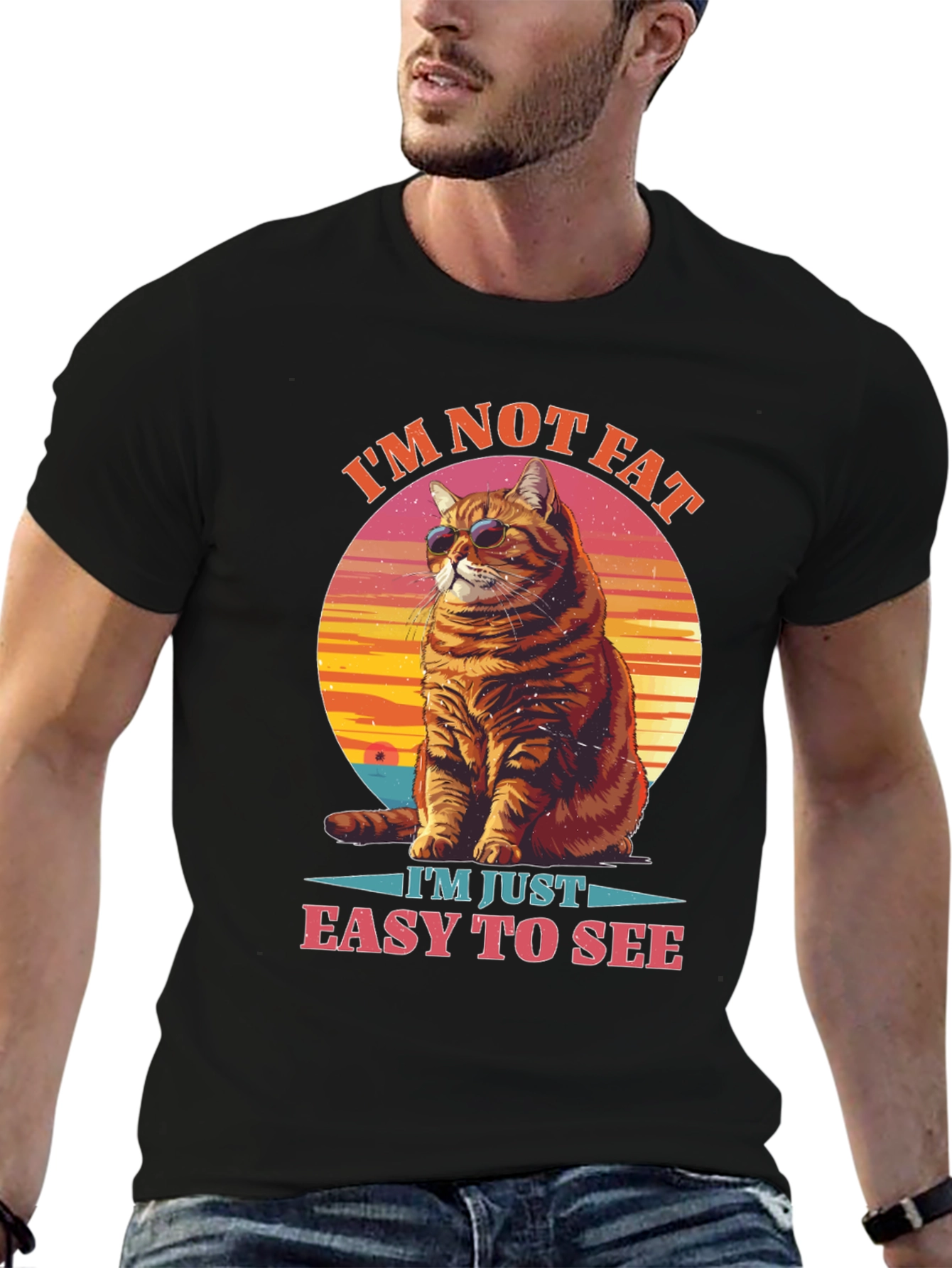 Im Not Fat Easy to See Cat Graphic Tee