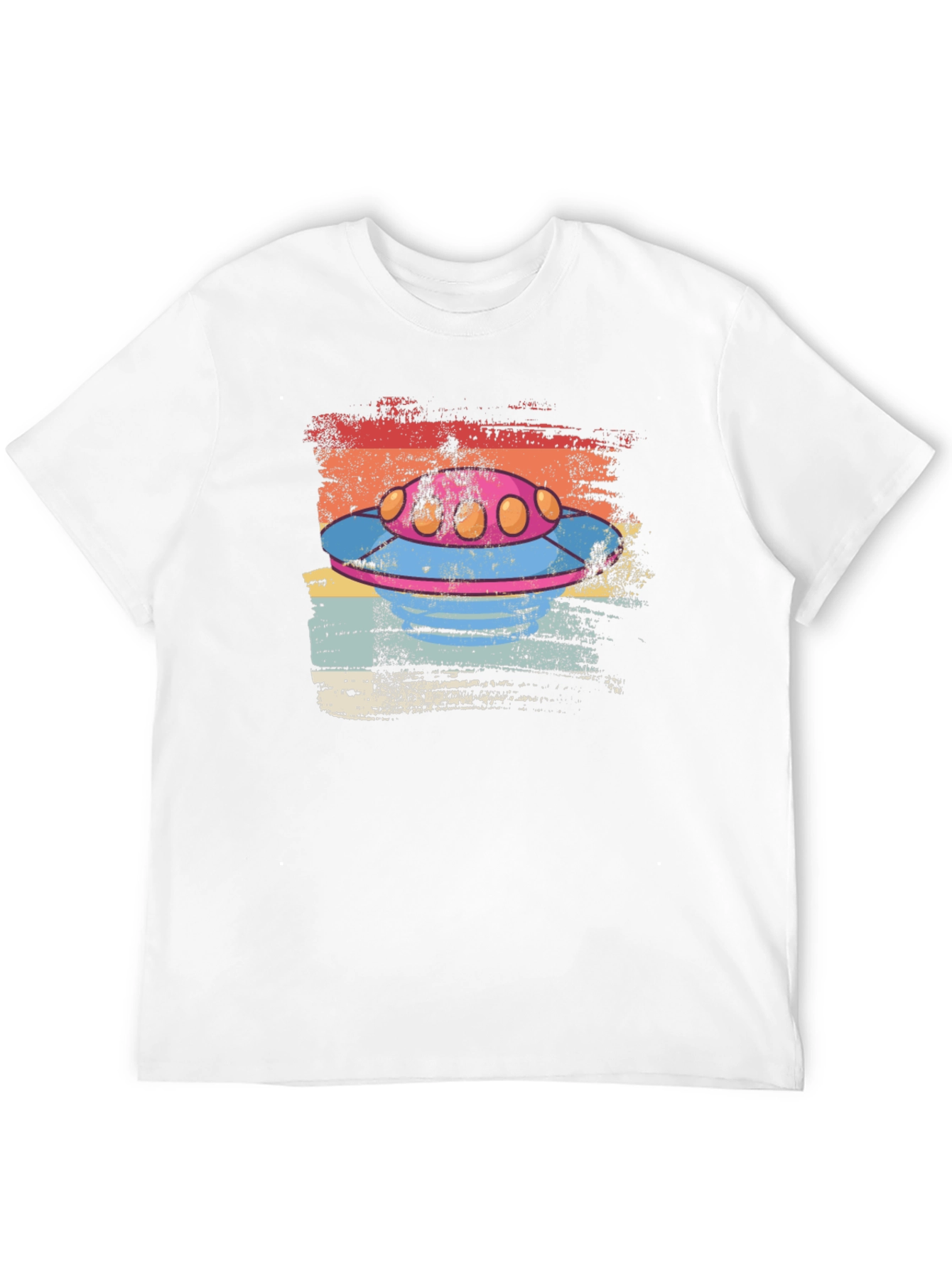Retro UFO Graphic Tee - Distressed Alien Spaceship T-Shirt