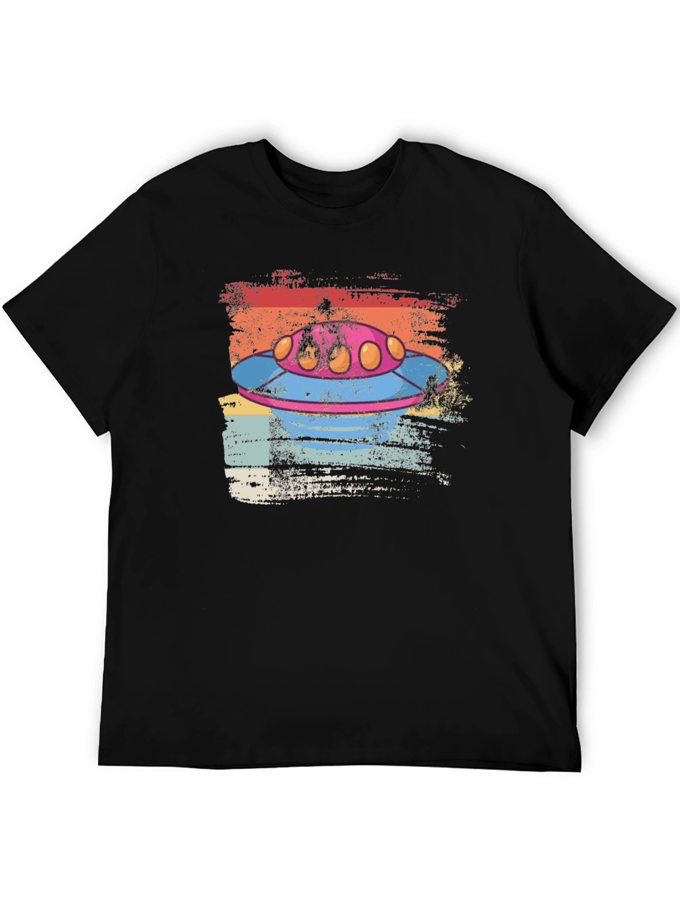 Retro UFO Graphic Tee - Distressed Alien Spaceship T-Shirt