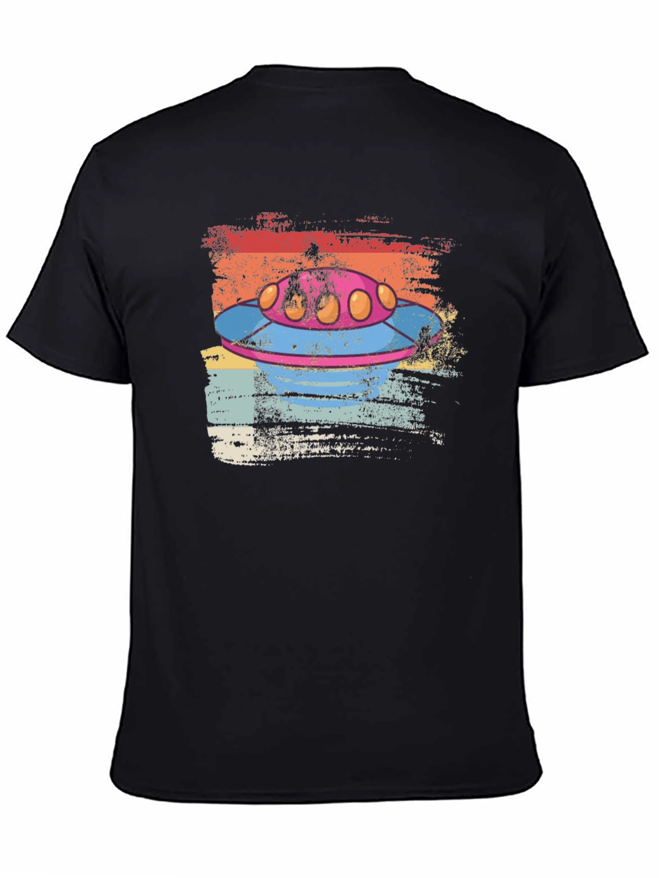 Retro UFO Graphic Tee - Distressed Alien Spaceship T-Shirt