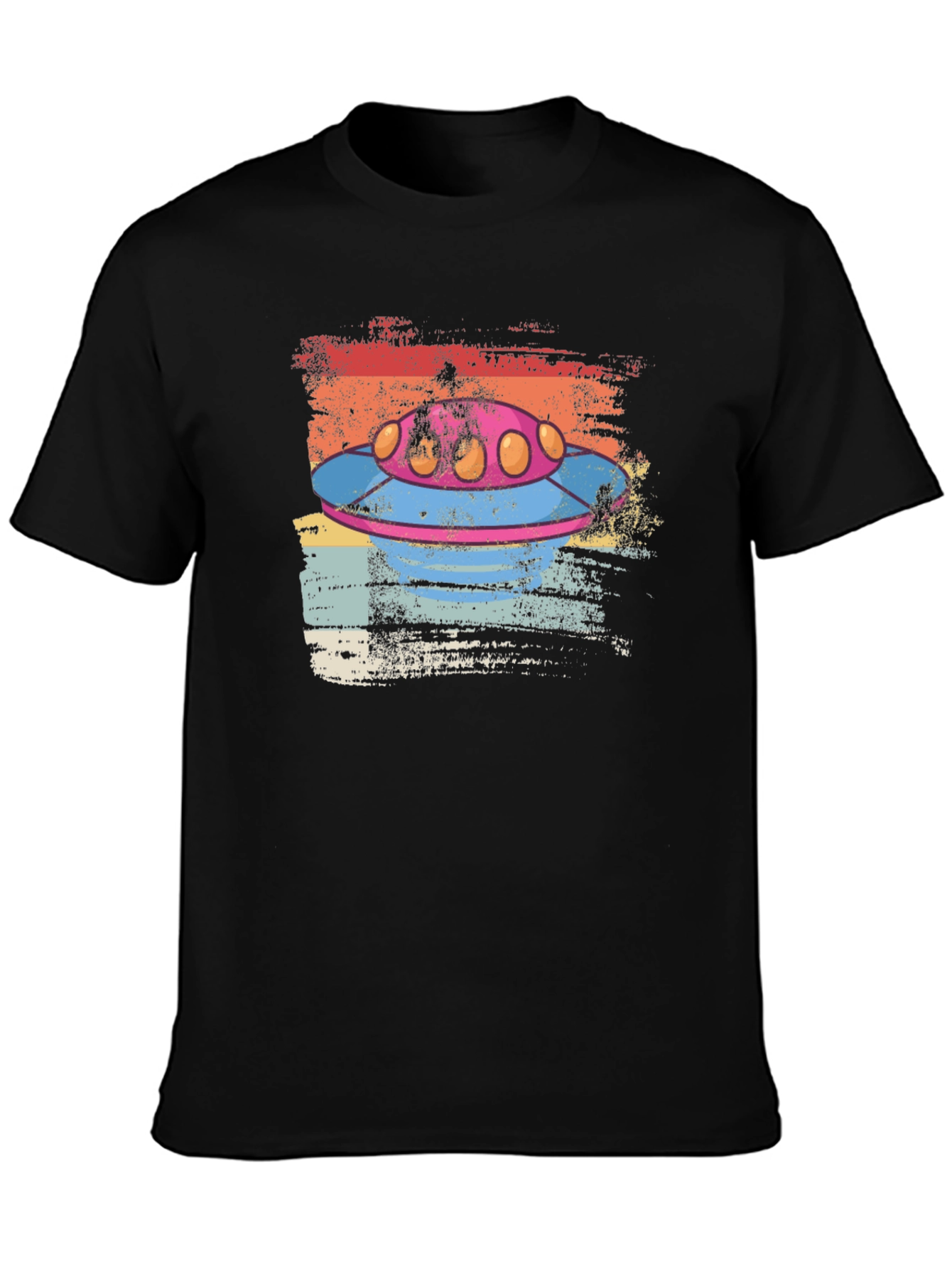 Retro UFO Graphic Tee - Distressed Alien Spaceship T-Shirt