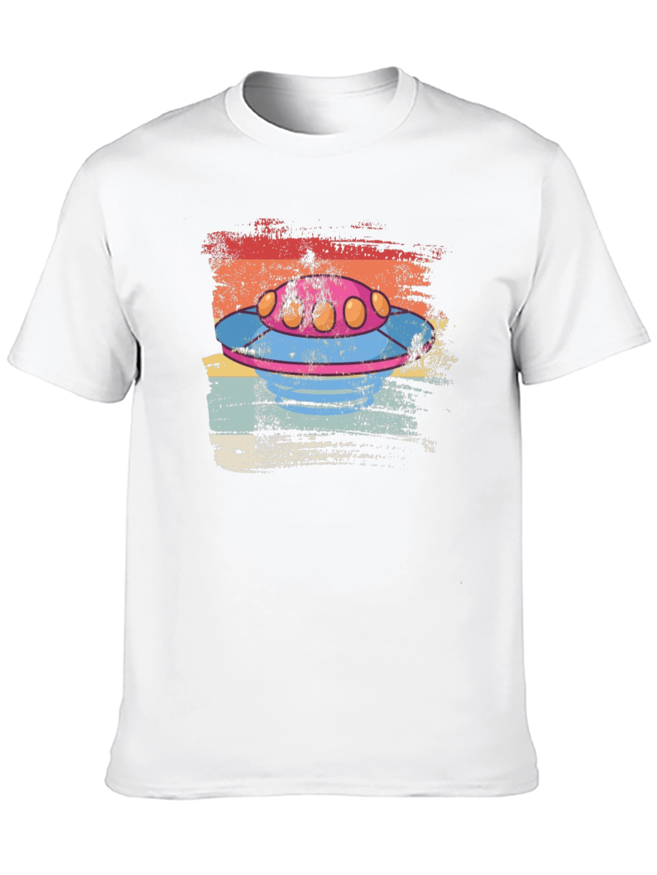 Retro UFO Graphic Tee - Distressed Alien Spaceship T-Shirt