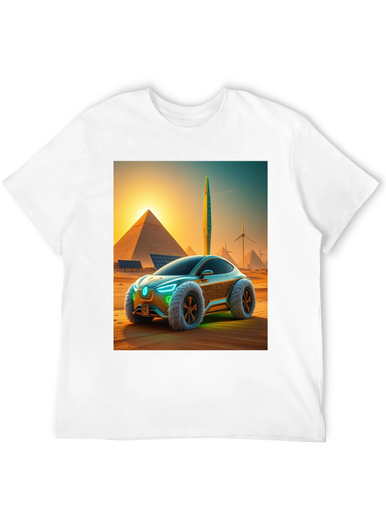Futuristic Desert Car Graphic Tee - Black