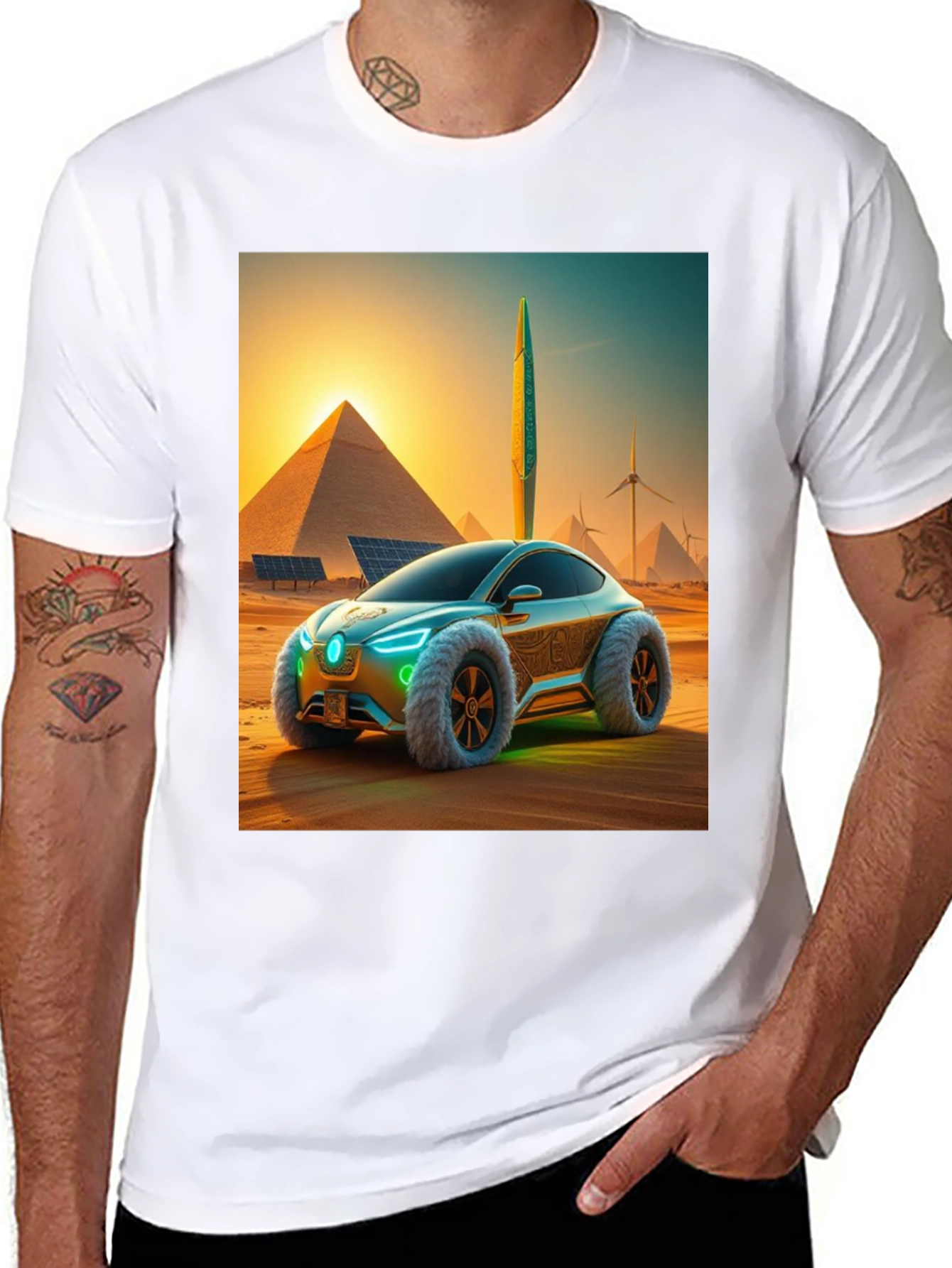 Futuristic Desert Car Graphic Tee - Black