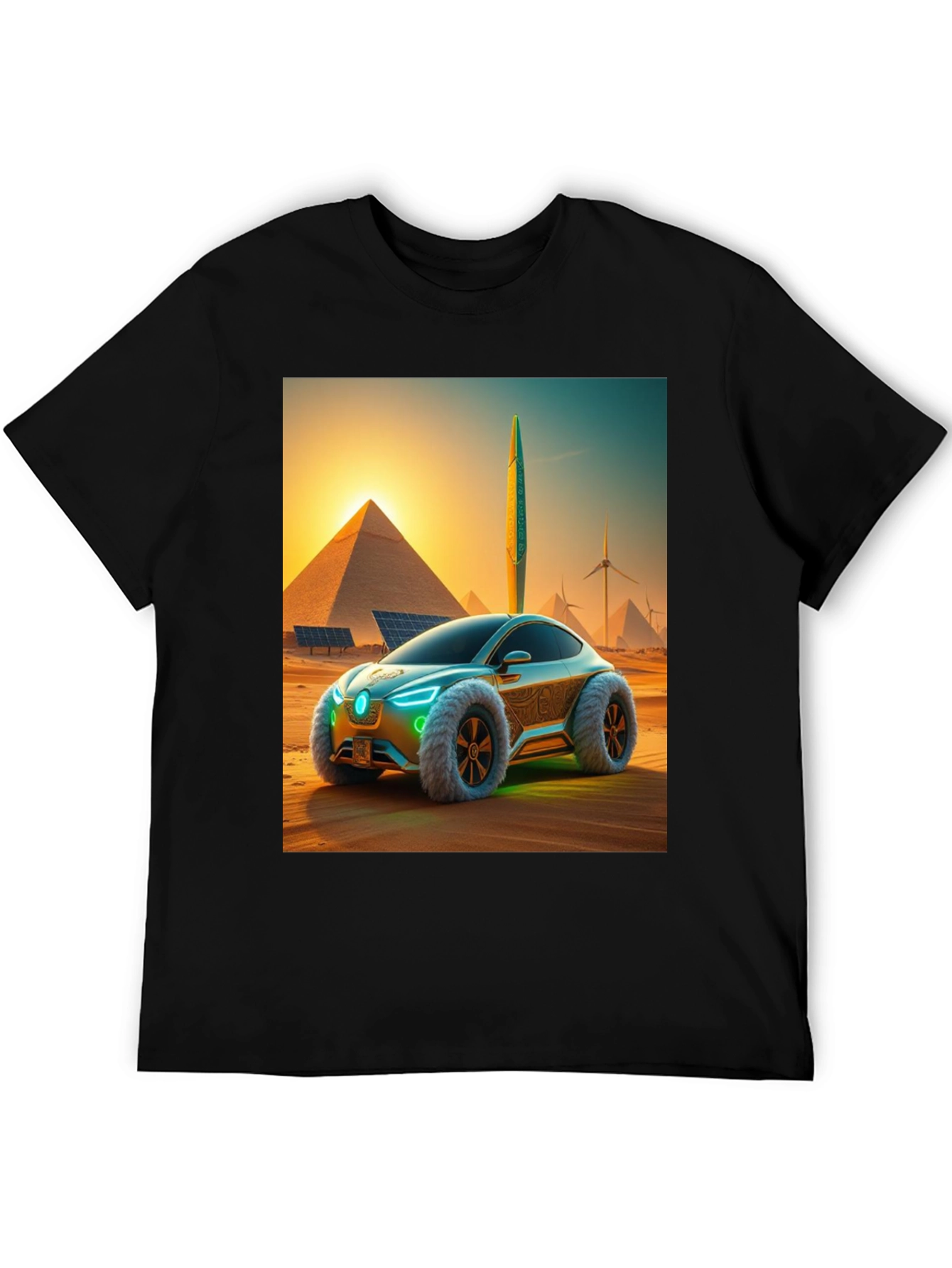 Futuristic Desert Car Graphic Tee - Black