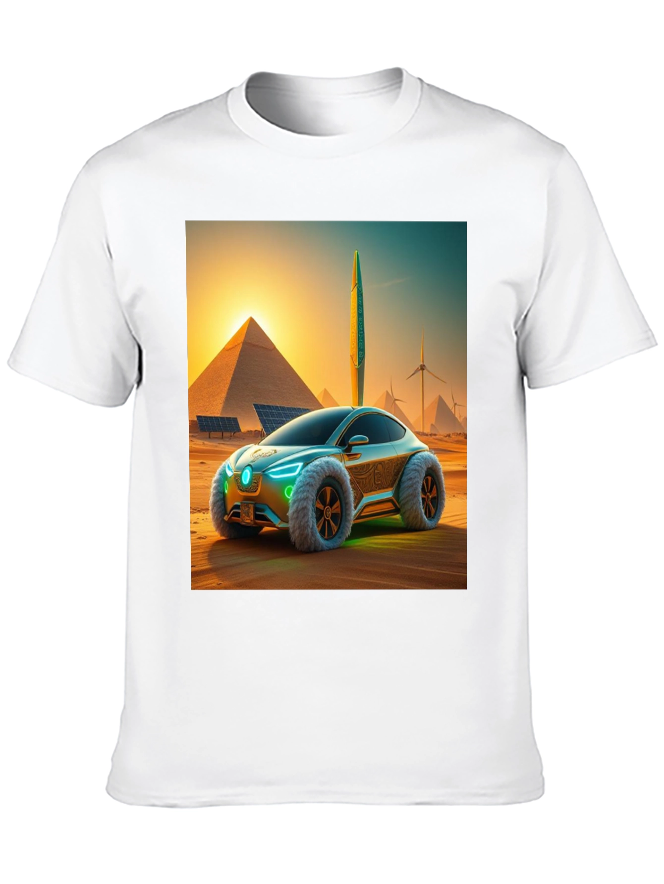 Futuristic Desert Car Graphic Tee - Black